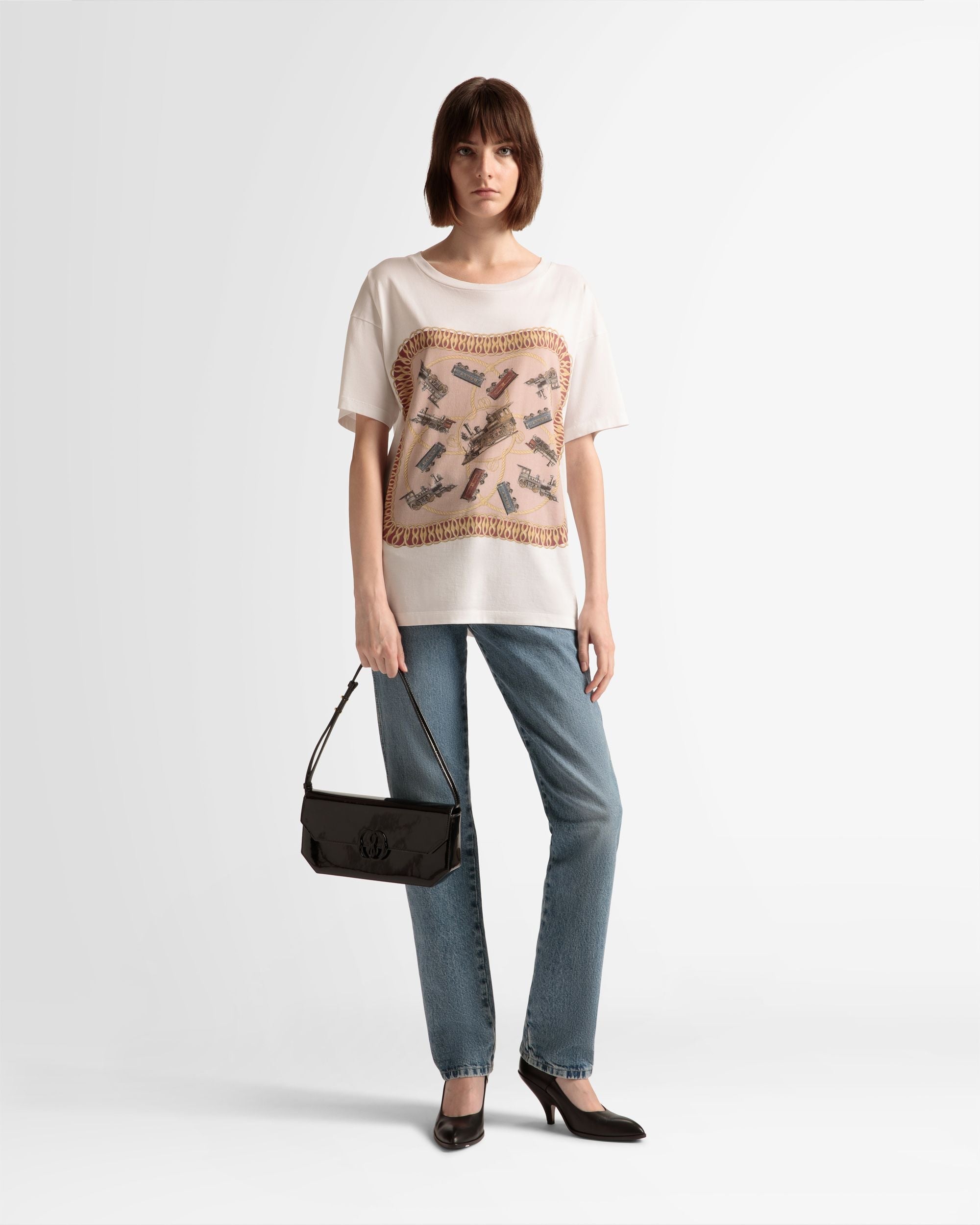 Bally Global - Camiseta Estampada Train De Algodón En Blanco - Blanco