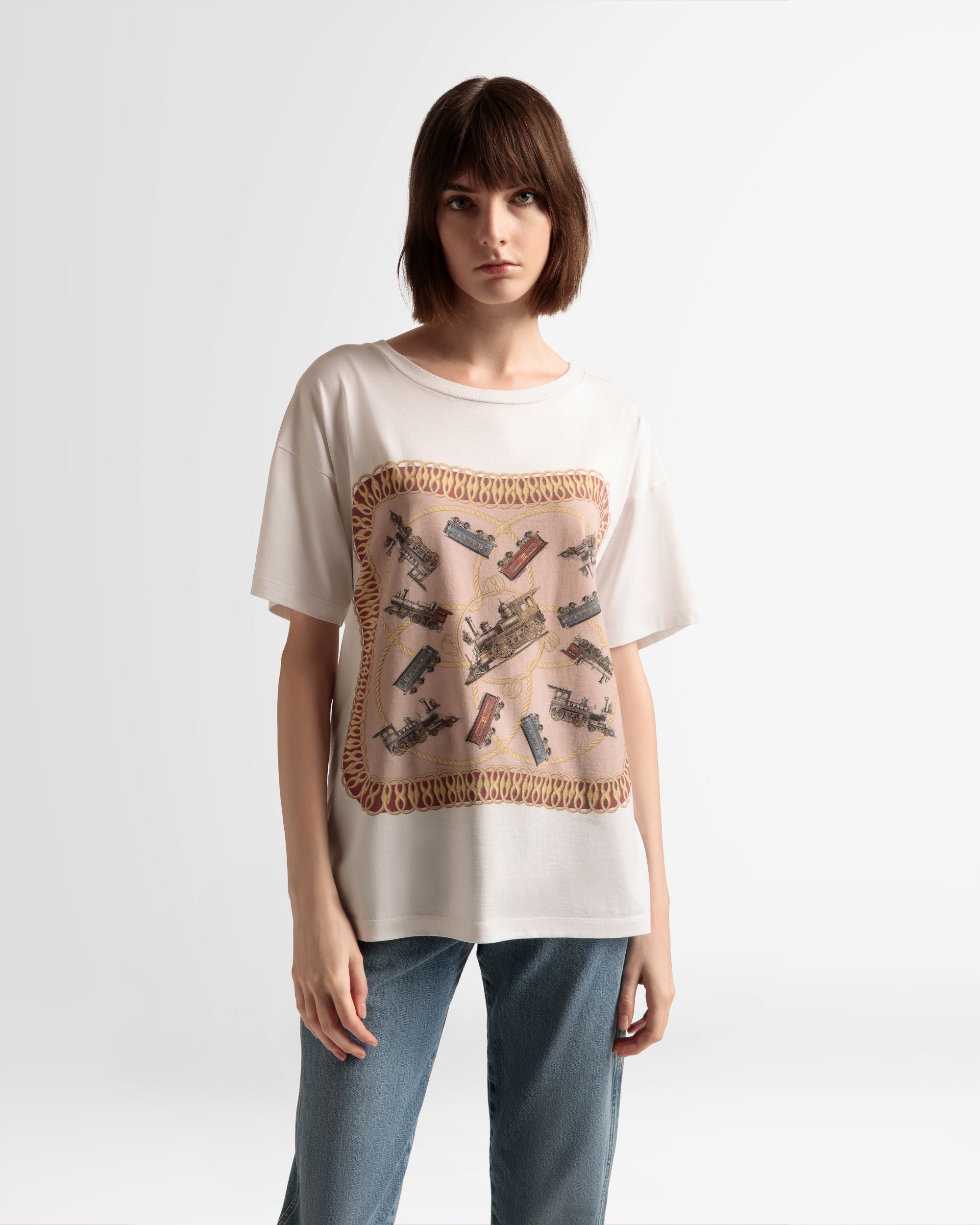 Bally Global - Camiseta Estampada Train De Algodón En Blanco - Blanco