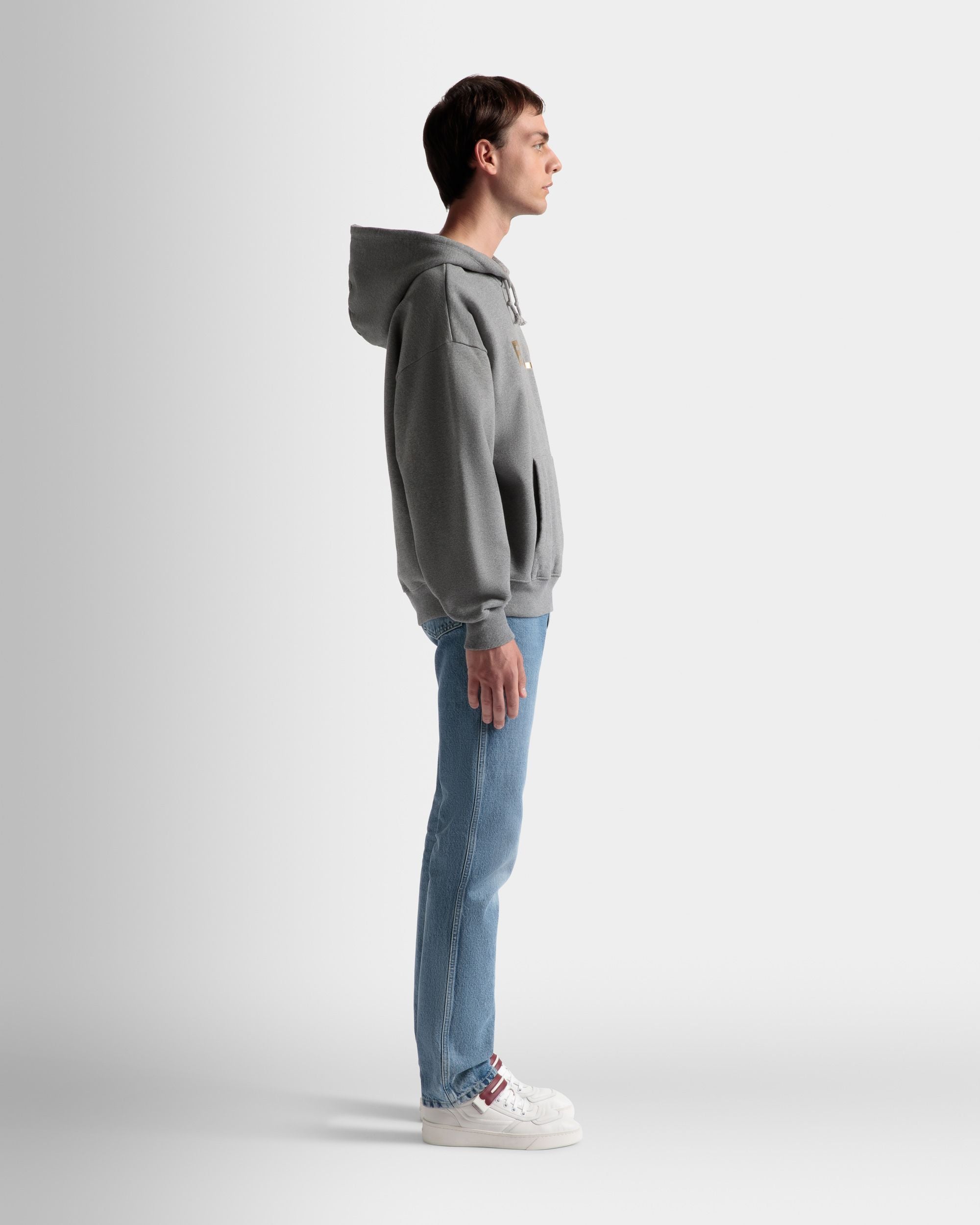Bally Global - Sweat-Shirt À Capuche Logo En Coton Gris Chiné - Gris