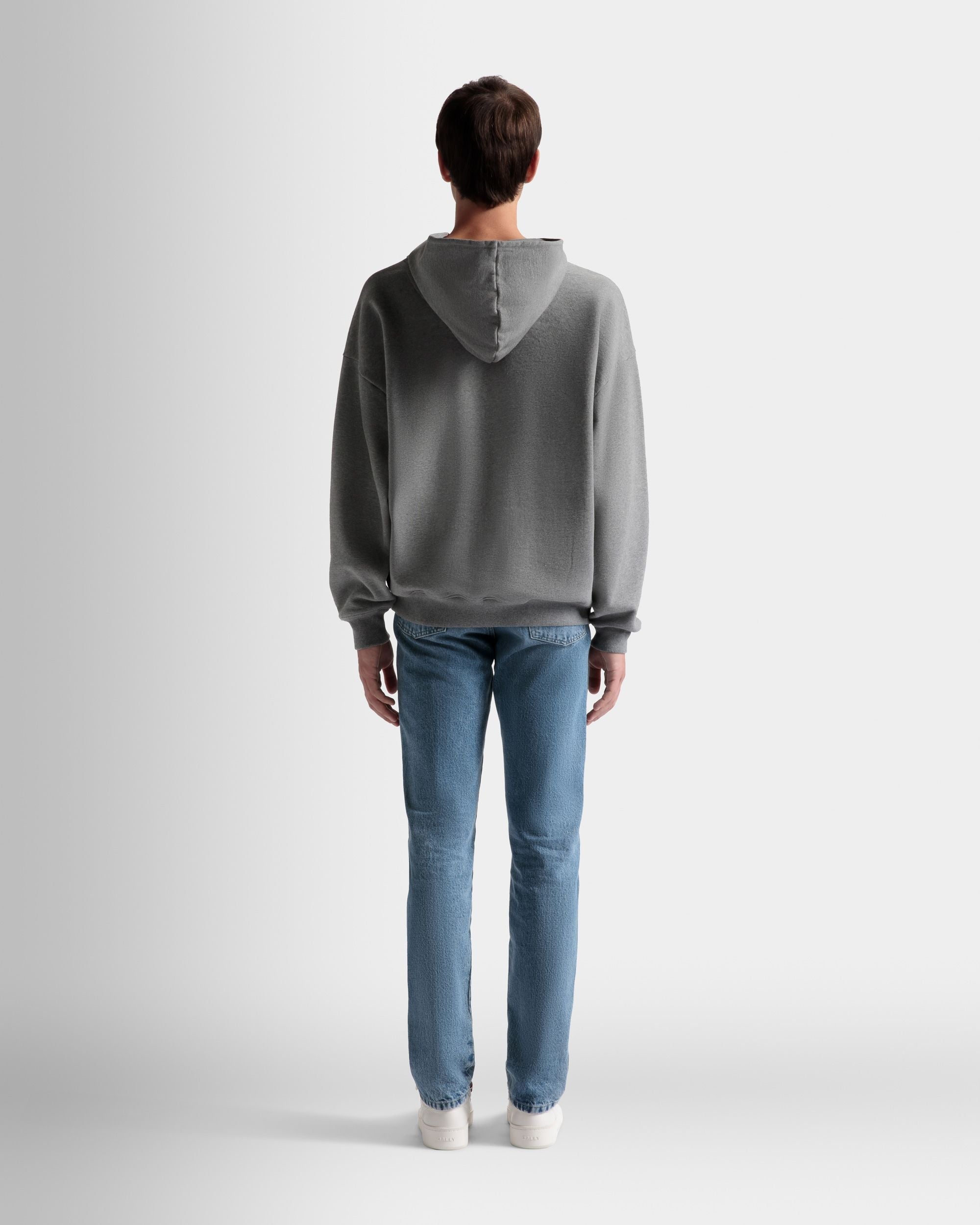 Bally Global - Sweat-Shirt À Capuche Logo En Coton Gris Chiné - Gris