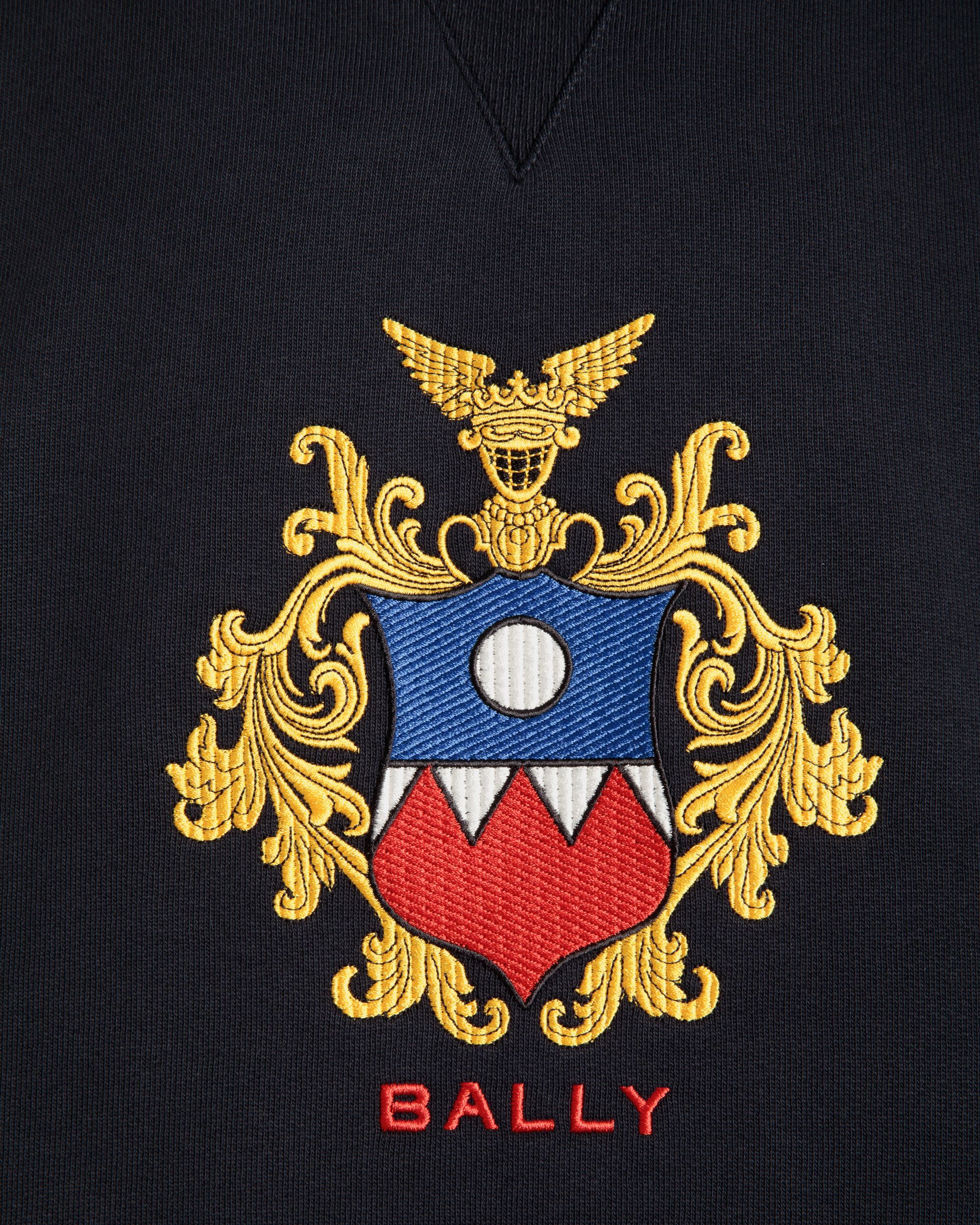 Bally Global - Hoodie With Bally Crest Logo In Navy Blue Cotton - Blue