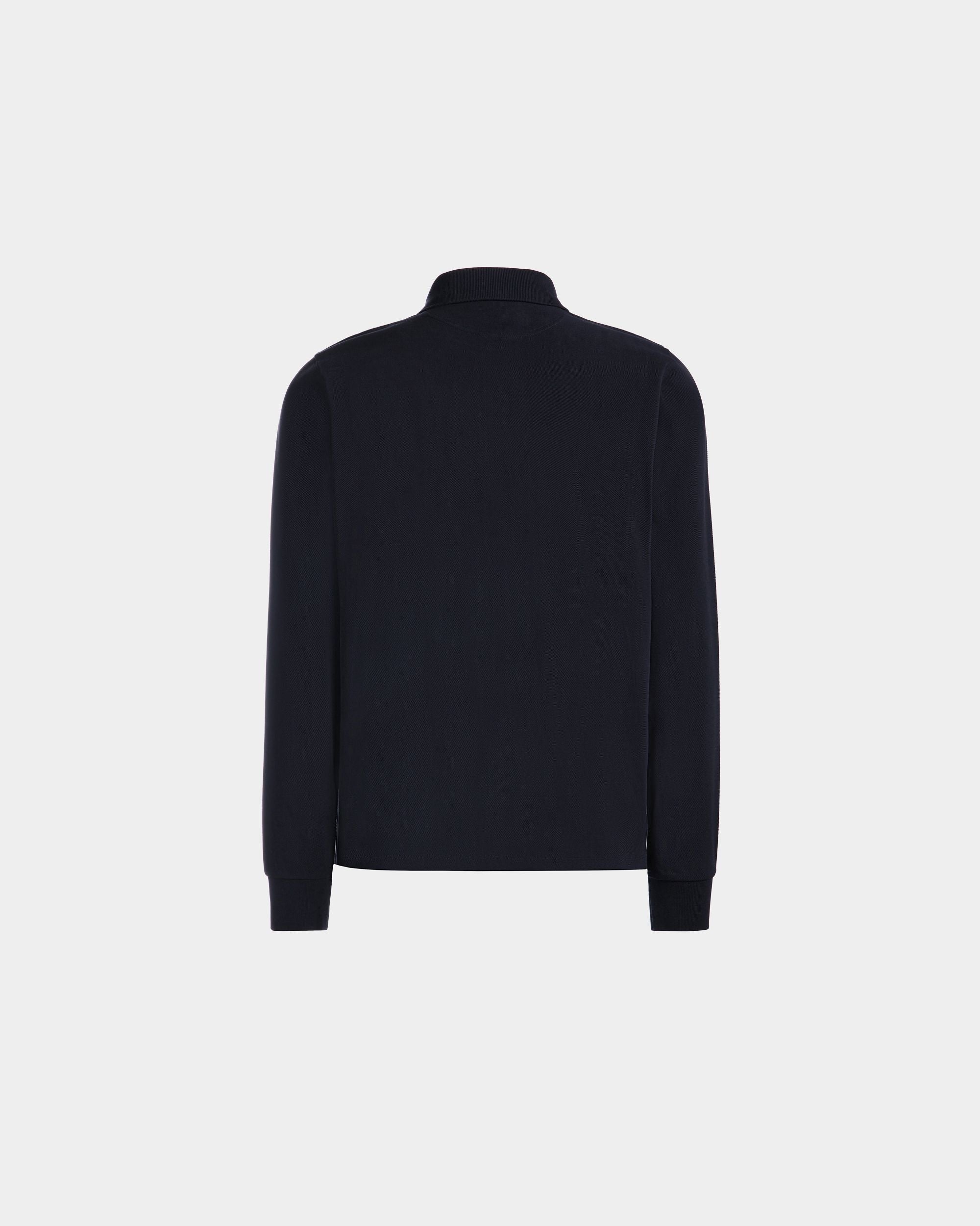 Bally Global - Long Sleeve Polo Shirt in Navy Blue Cotton - Blue