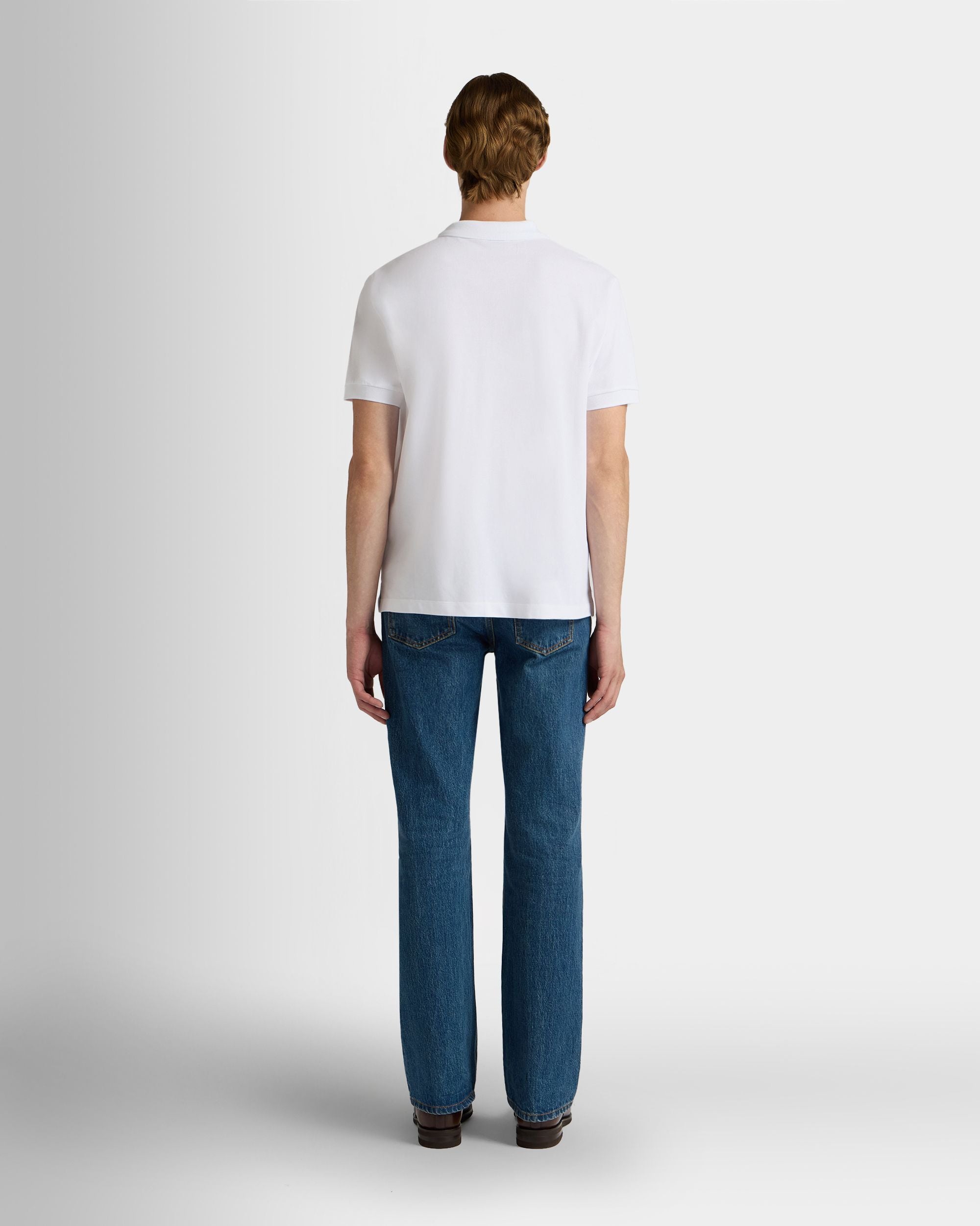 Bally Global - Polo Shirt in White Cotton With a Bally Crest - White