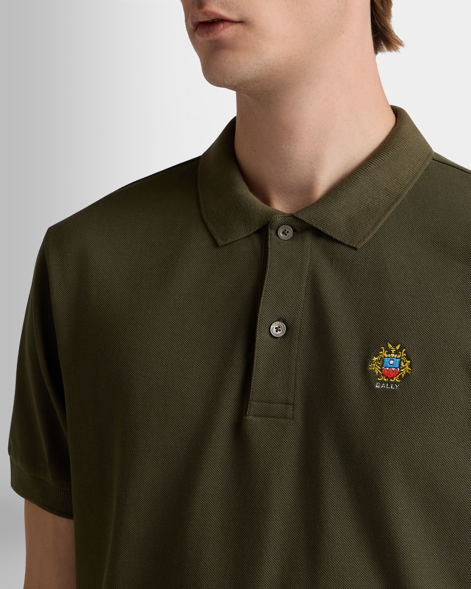 Bally Global - Polo De Algodón Military Green Con Escudo Bally Crest - Verde