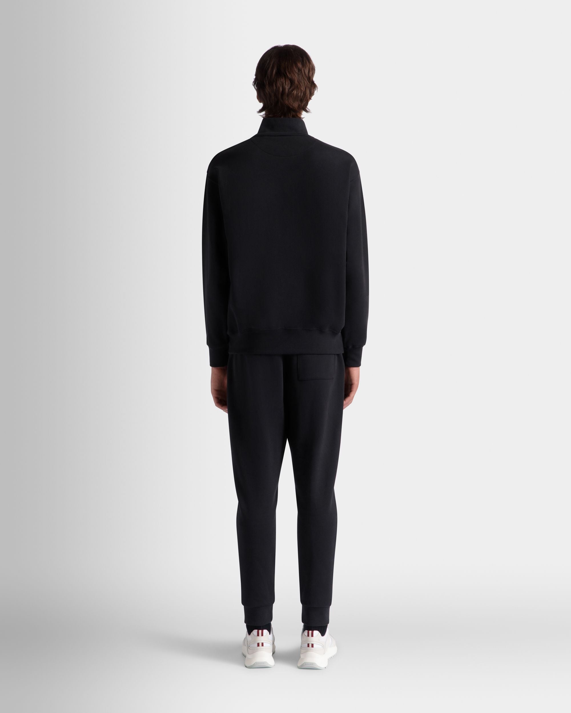Bally Global - Sweatpants With a Bally Crest Logo In Navy Blue Cotton - Blue