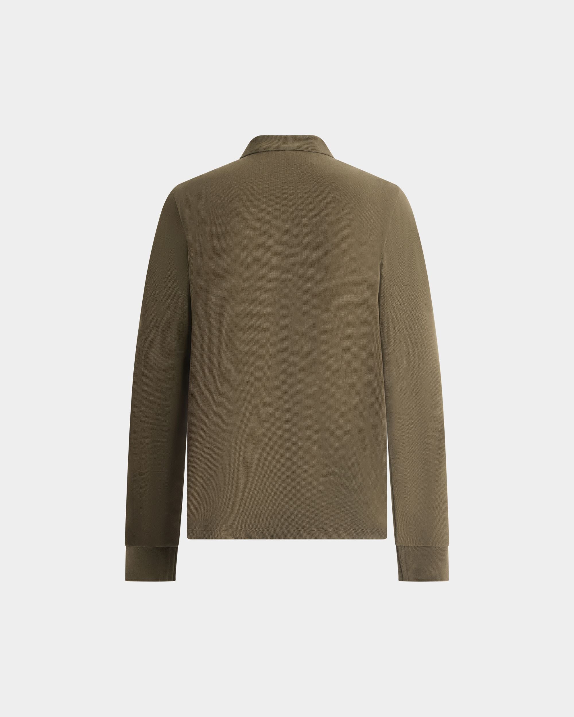 Bally Global - Long Sleeve Polo in Military Green Cotton with a Bally Crest - Green