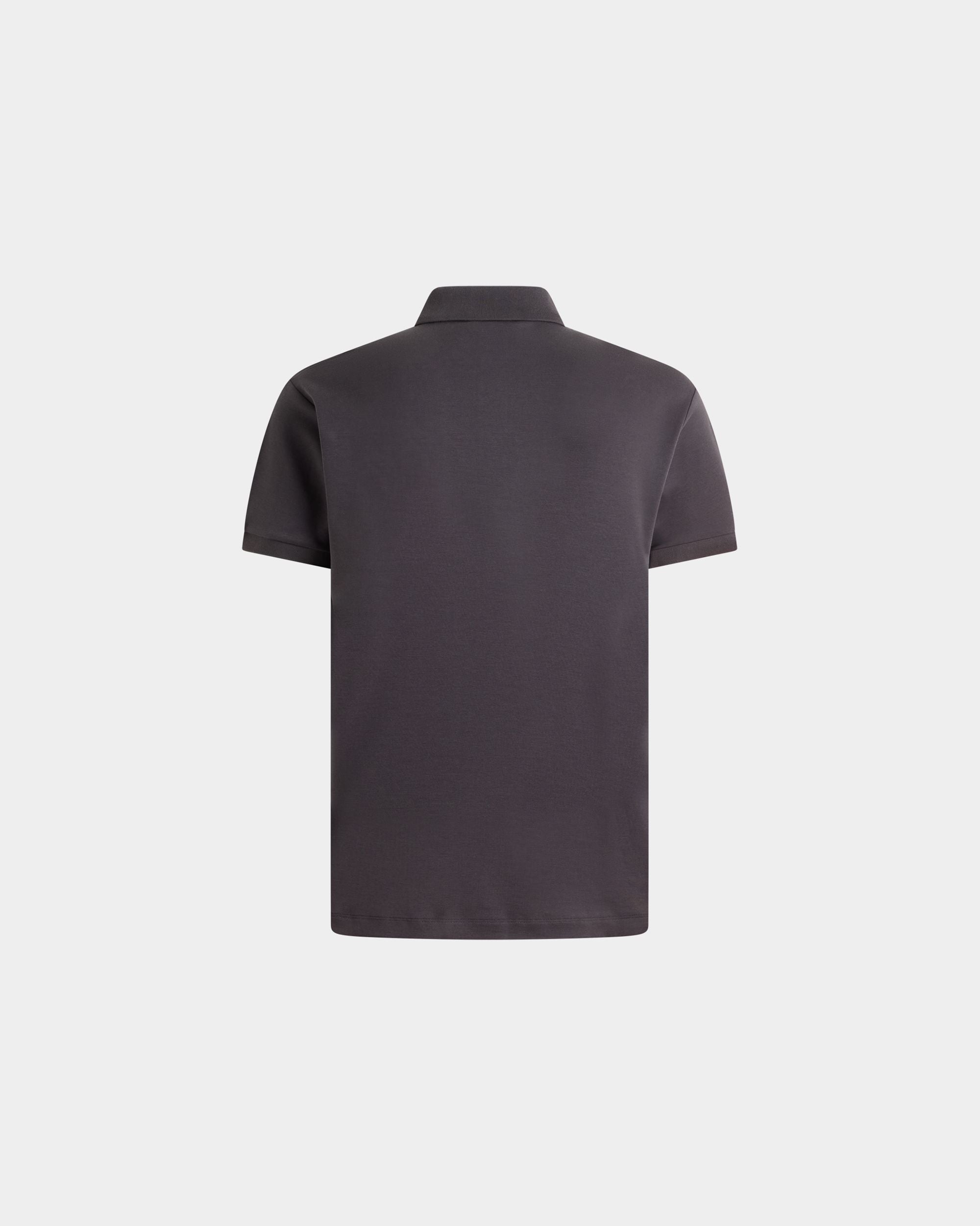 Bally Global - Polo Shirt in Dark Grey Cotton And Silk with a Logo - Grey