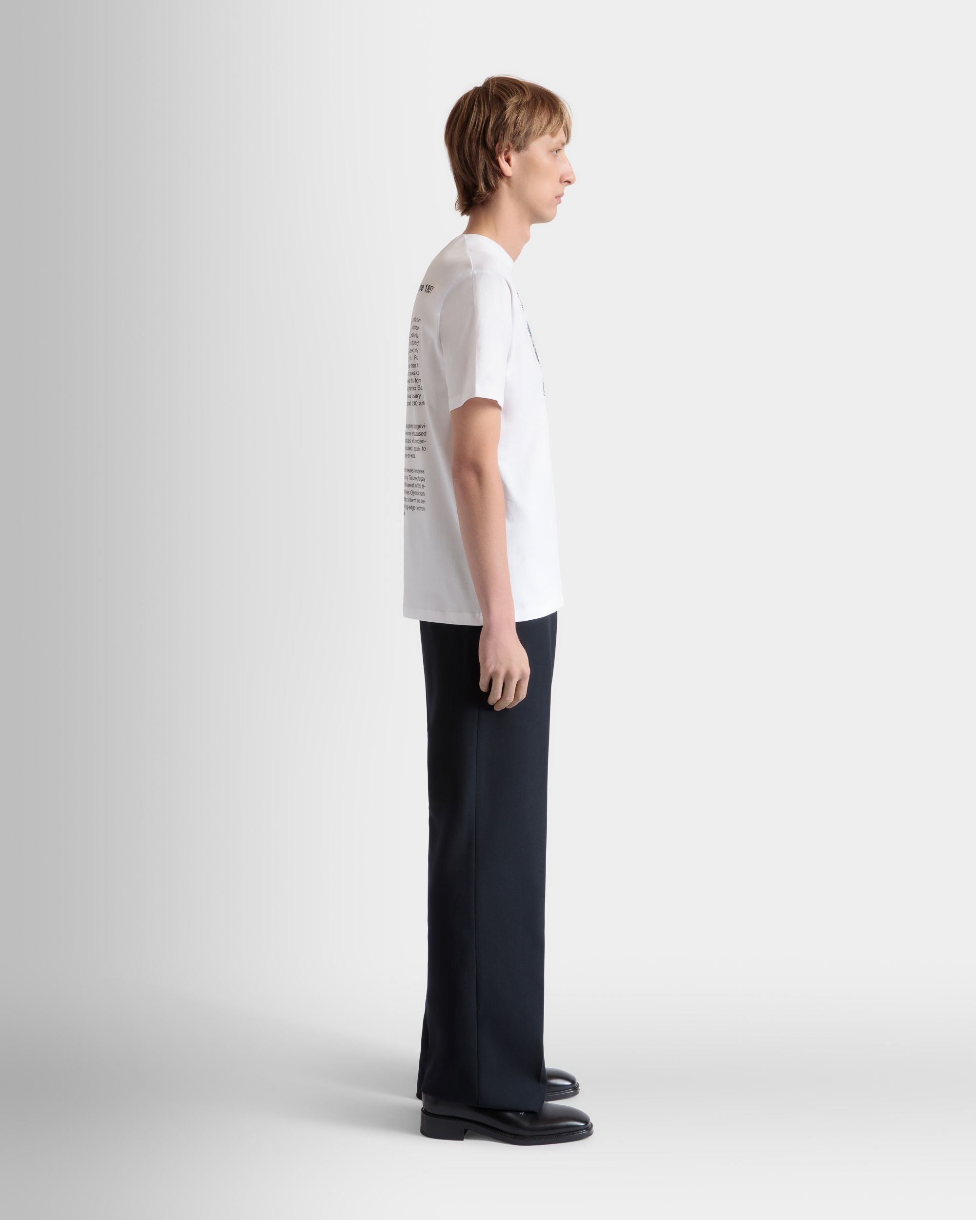 Bally Global - T-Shirt With Bally Crest In White Cotton - White