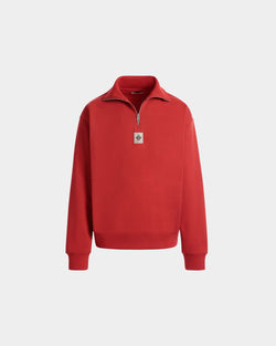 Sudadera De Algodón Rojo Con Cremallera Corta