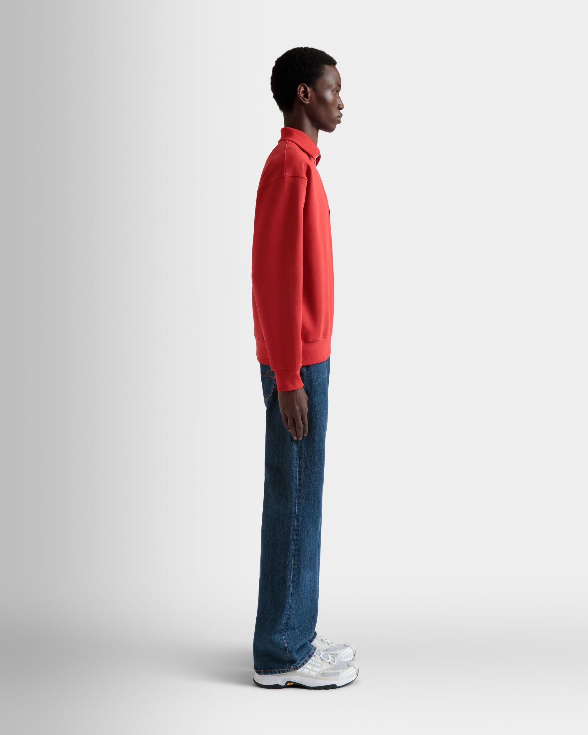 Bally Global - Half Zip Sweatshirt in Red Cotton - Red