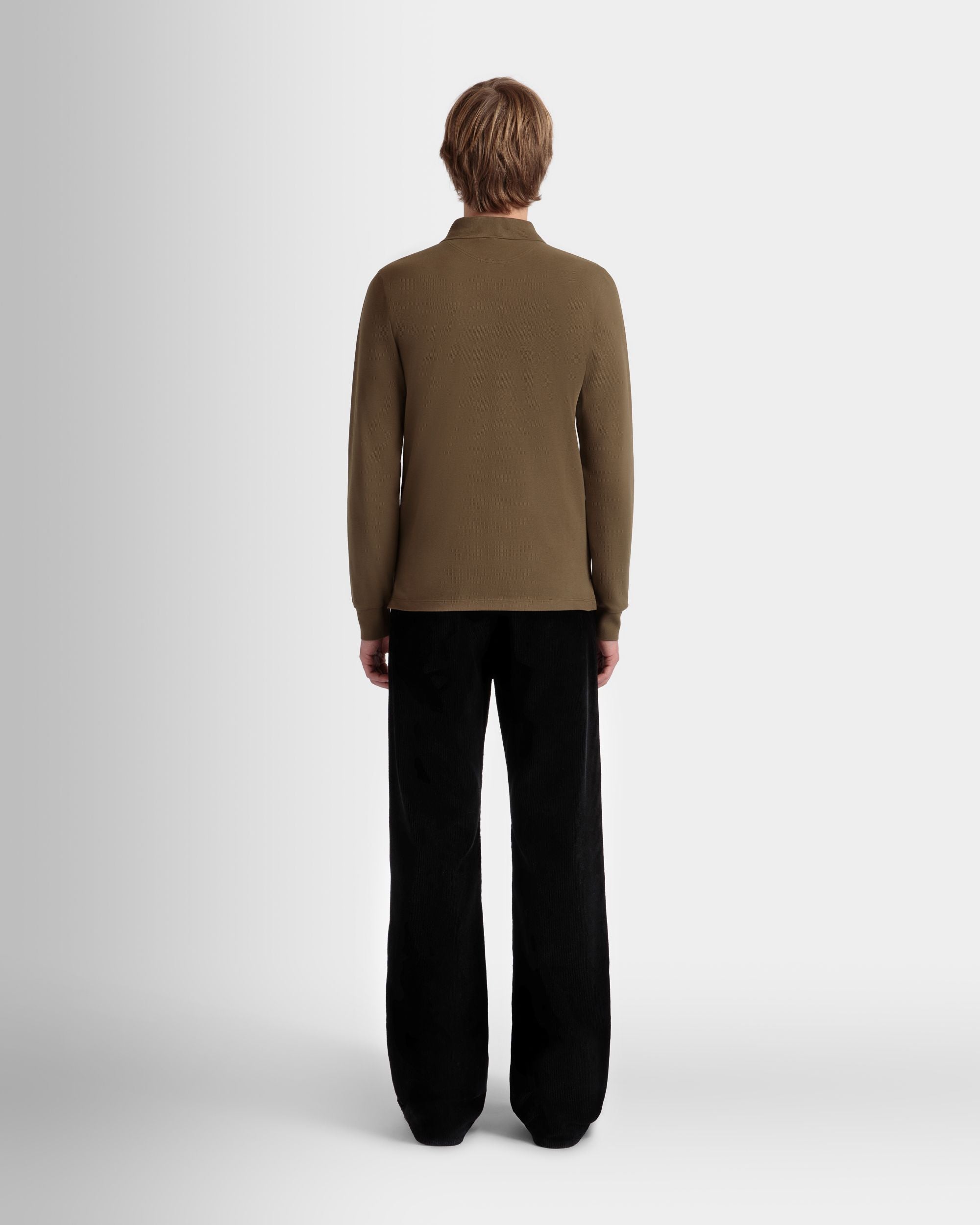 Bally Global - Long Sleeve Polo With Forest Mask In Brown Cotton - Brown