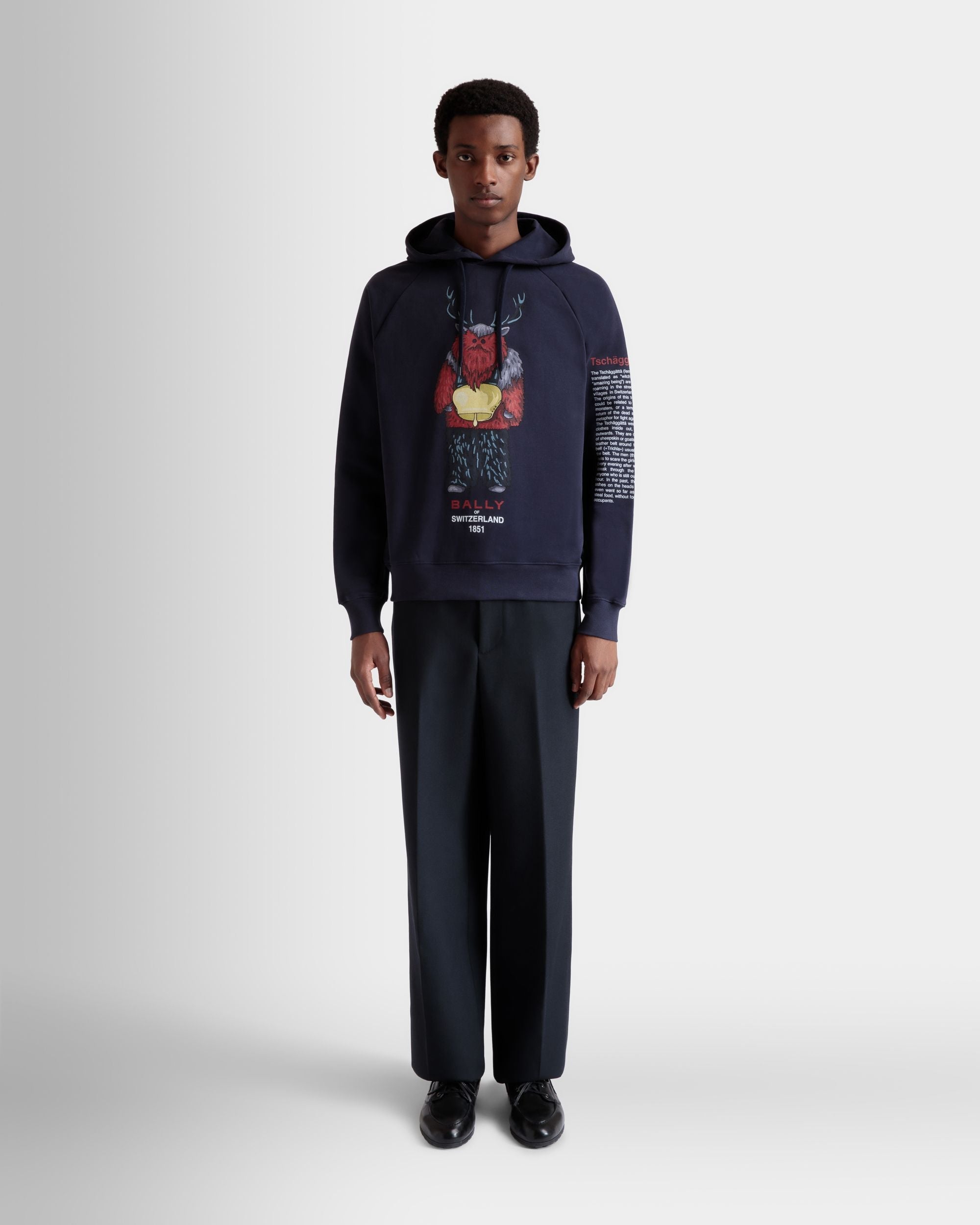 Bally Global - Hoodie With Forest Mask In Navy Blue Cotton - Blue