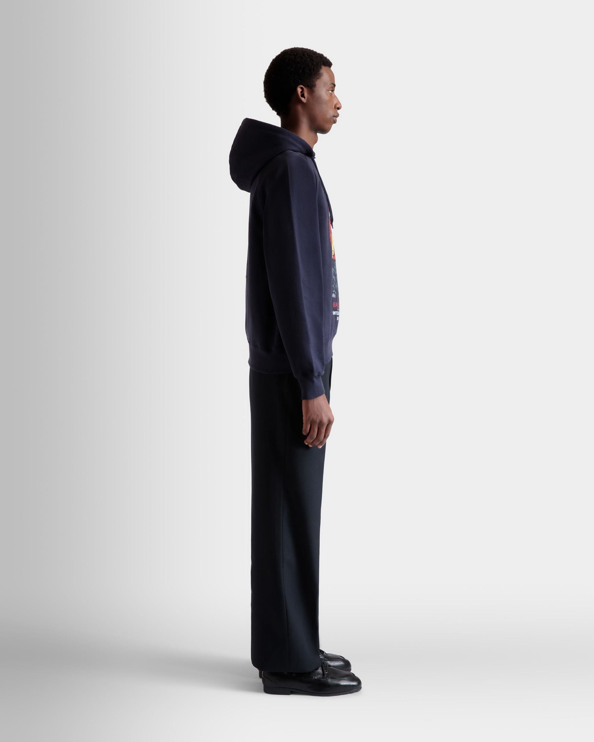 Bally Global - Hoodie With Forest Mask In Navy Blue Cotton - Blue
