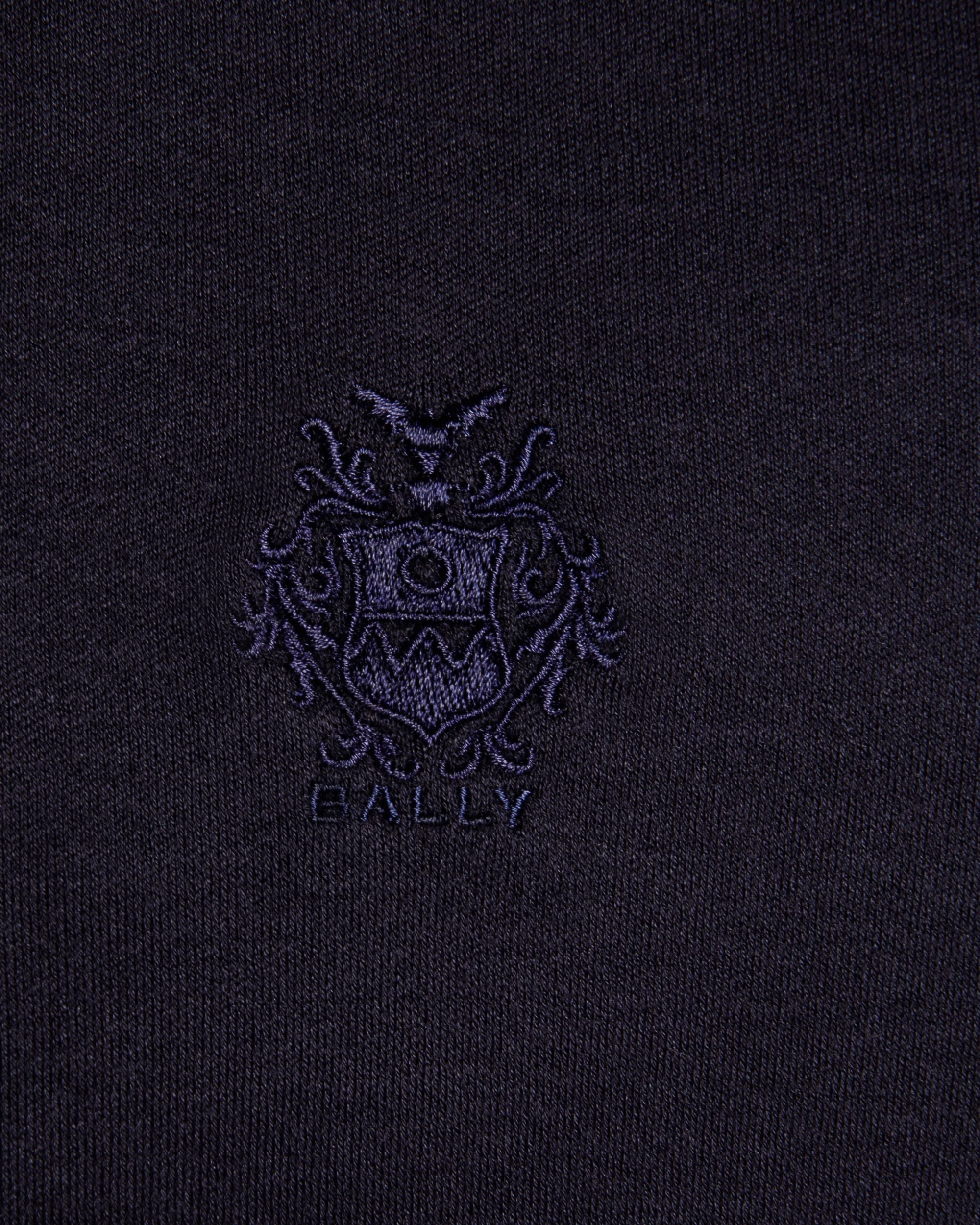 Bally Global - Short Sleeve Polo With a Bally Crest Logo in a Navy Blue Cotton Silk Blend - Azul