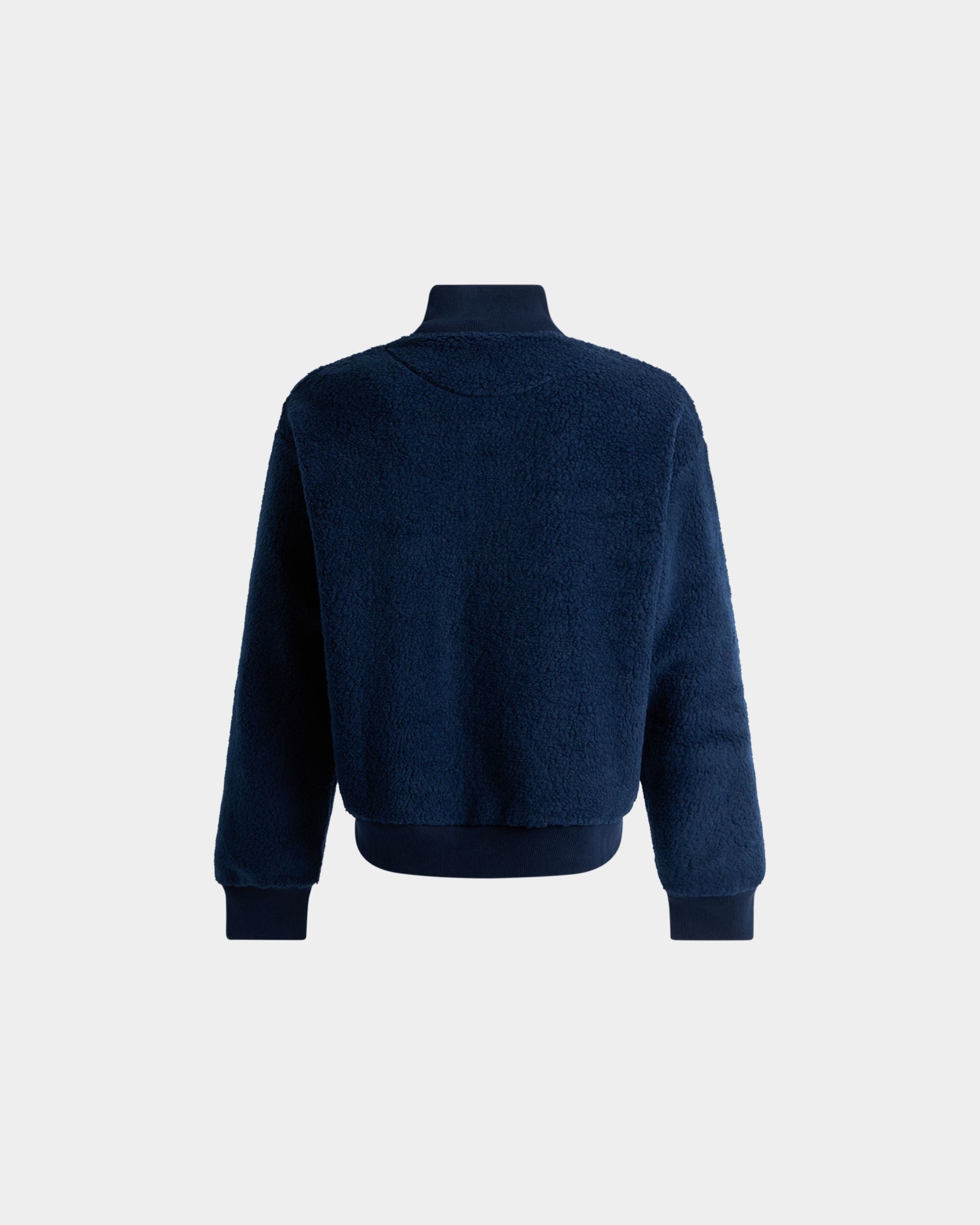 Bally Global - Sudadera De Cremallera Corta De Felpa Navy Blue Con Escudo Bally Crest - Azul