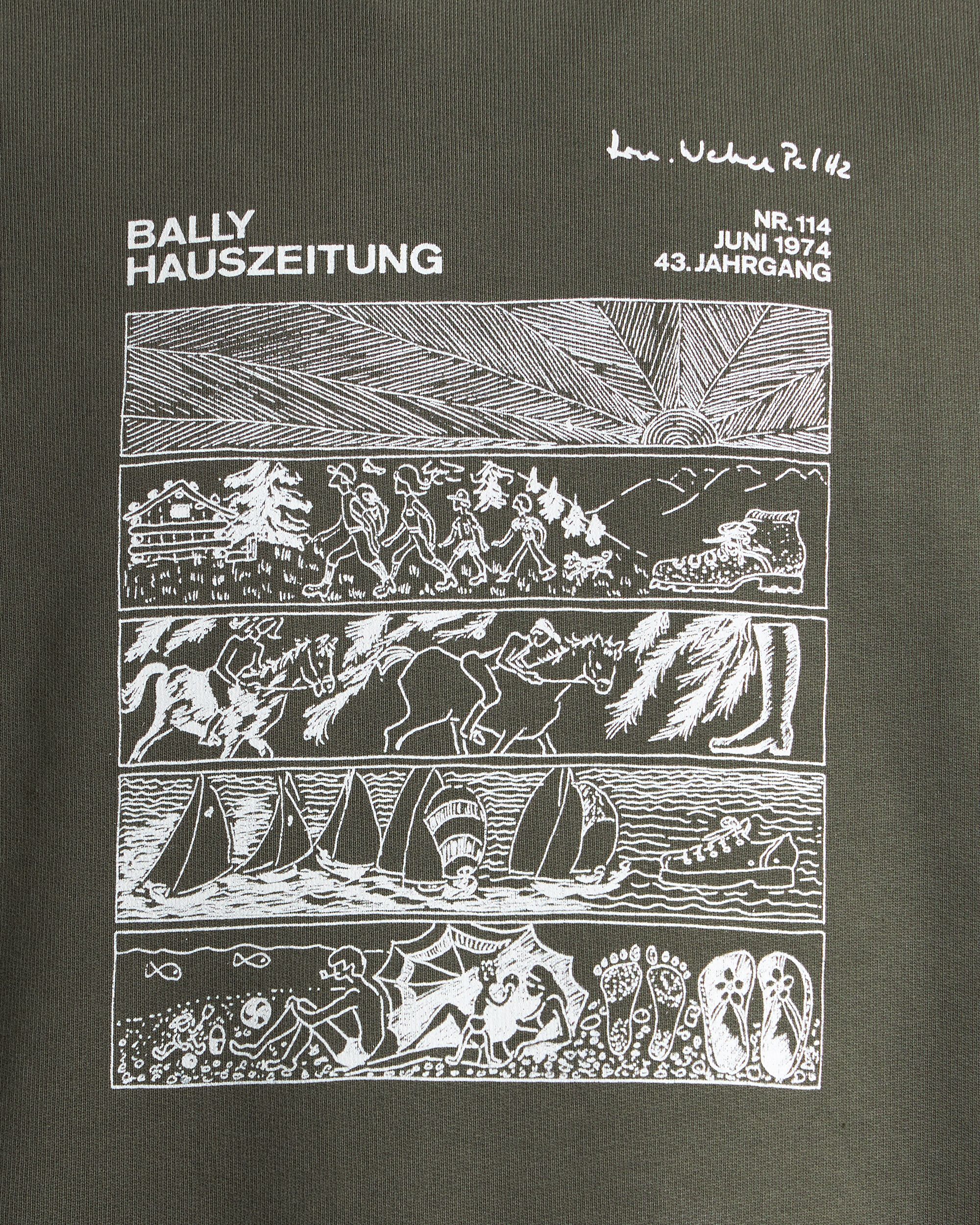 Bally Global - Sudadera De Cuello Redondo De Algodón Military Green Con Gráfico De Cómic - Verde