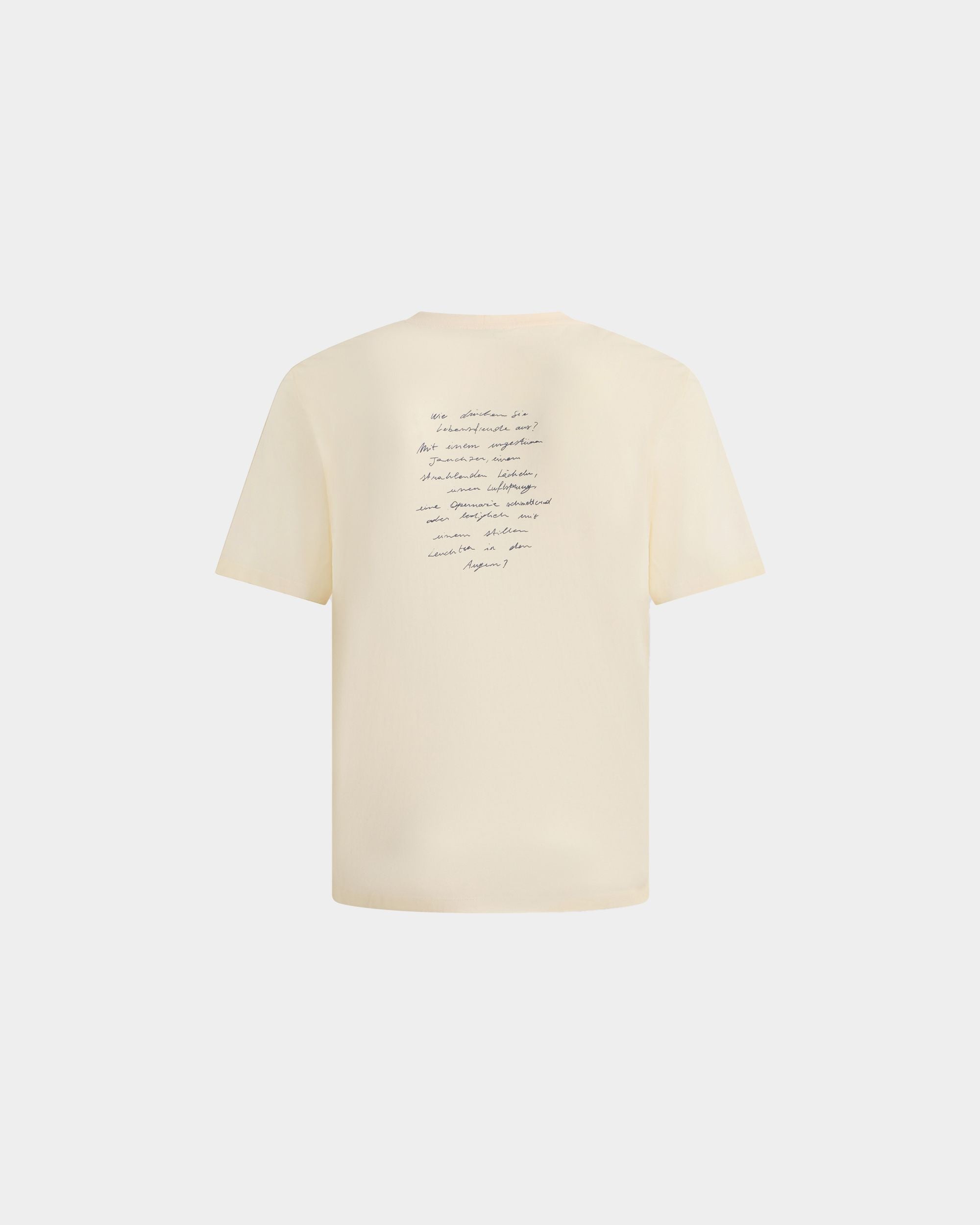 Bally Global - T-Shirt in Ivory Cotton With a Vintage Postcard Print - White
