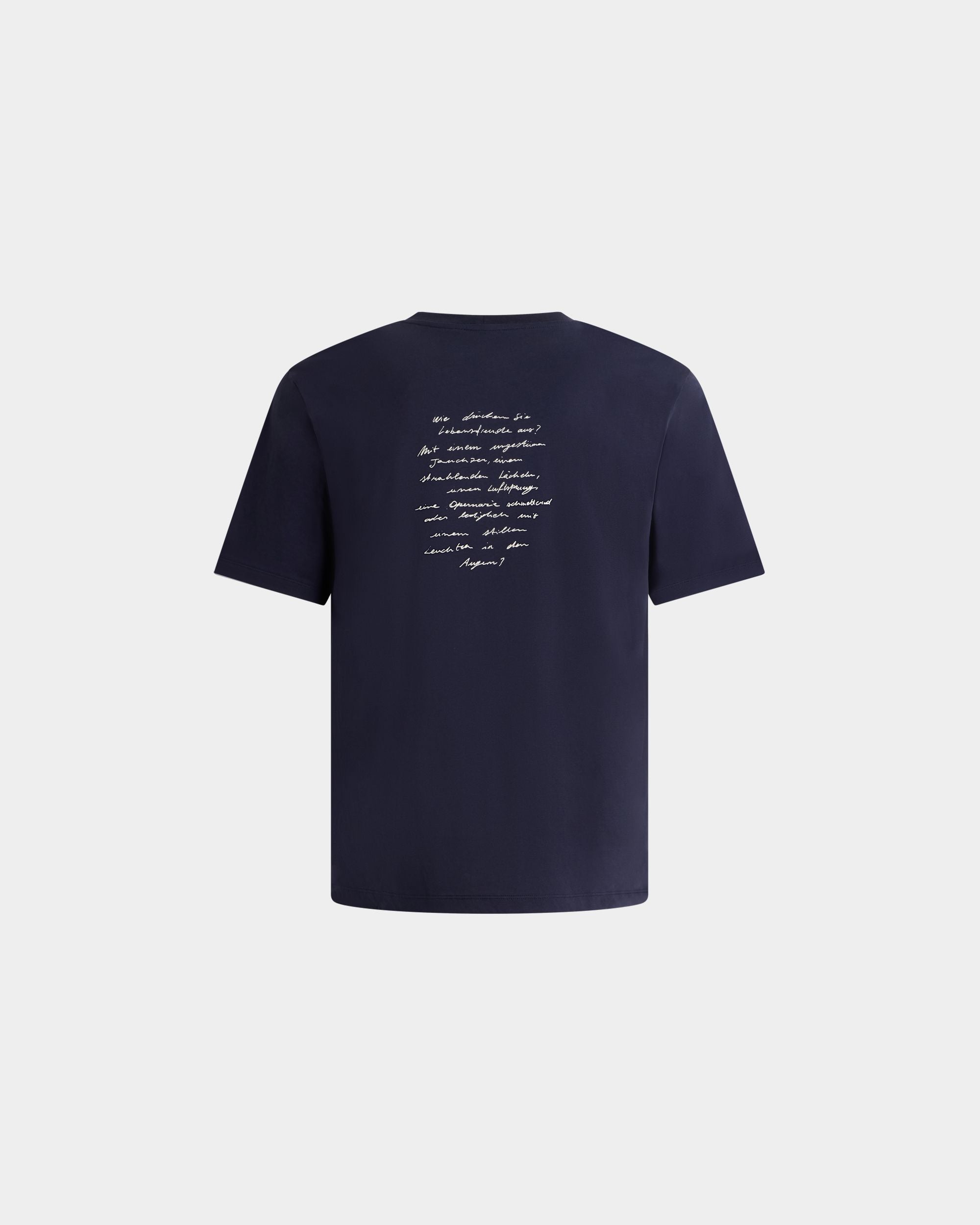 Bally Global - T-Shirt in Navy Blue Cotton With a Vintage Postcard Print - Blue
