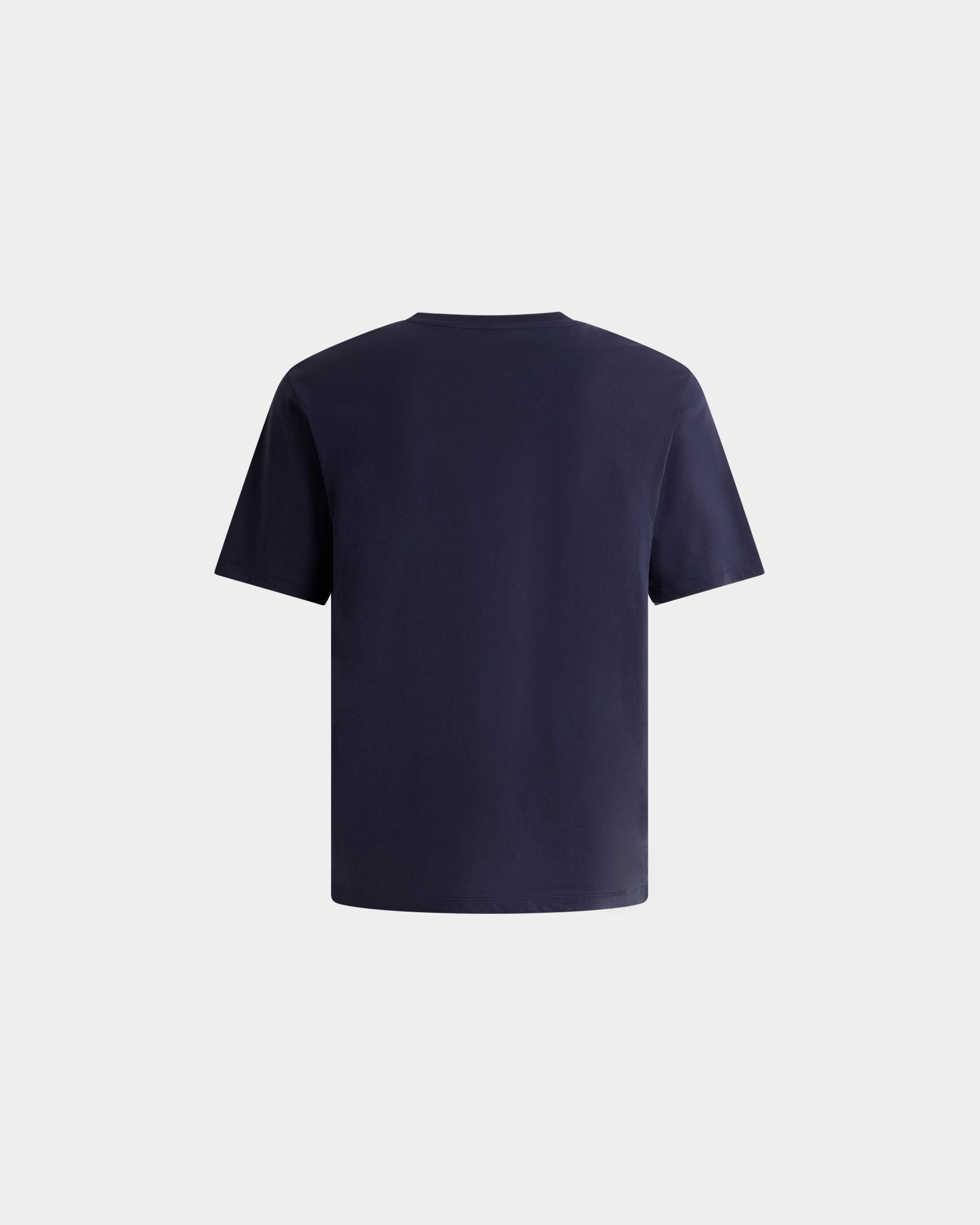 Bally Global - T-Shirt Aus Baumwolle In Navy Blue Mit Berggrafiken - Blau