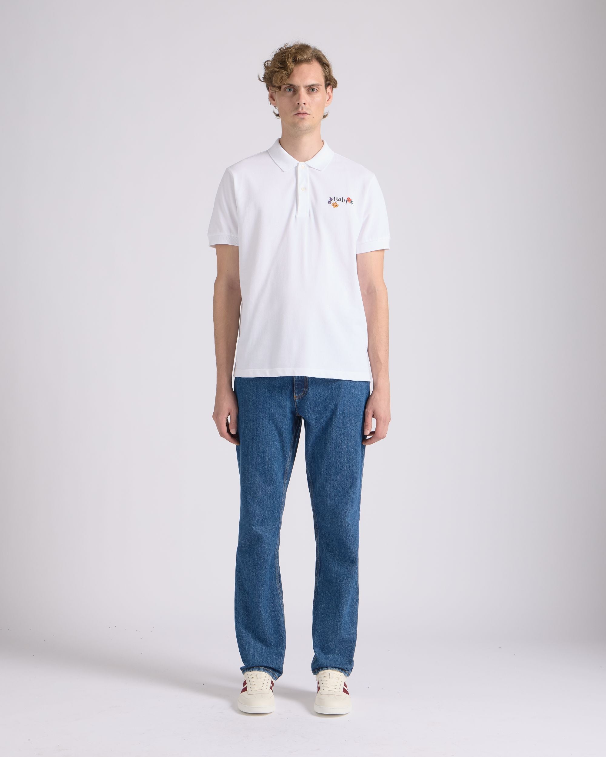 Bally Global - Polo En Coton Blanc Avec Logo Floral - Blanc