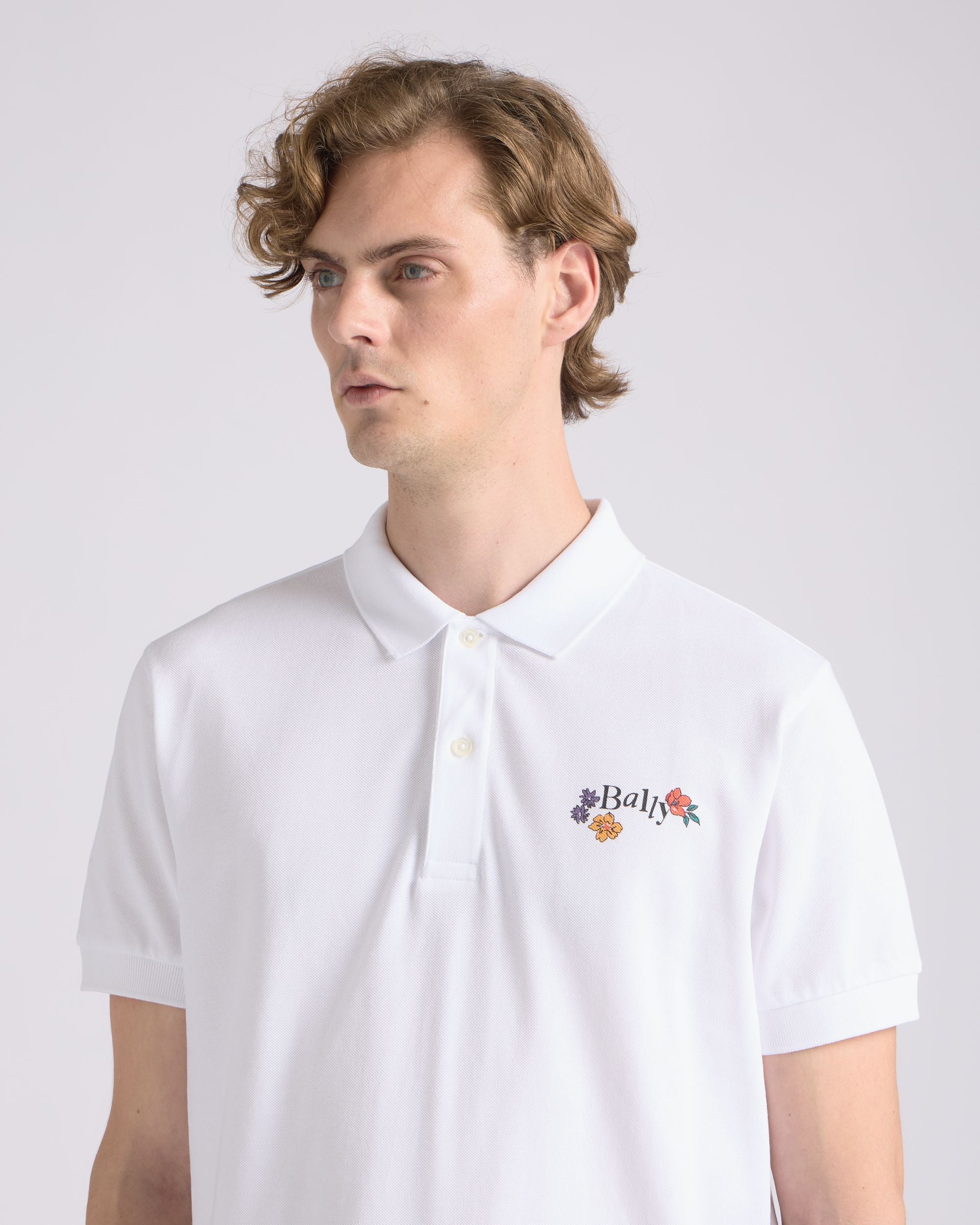 Bally Global - Polo En Coton Blanc Avec Logo Floral - Blanc