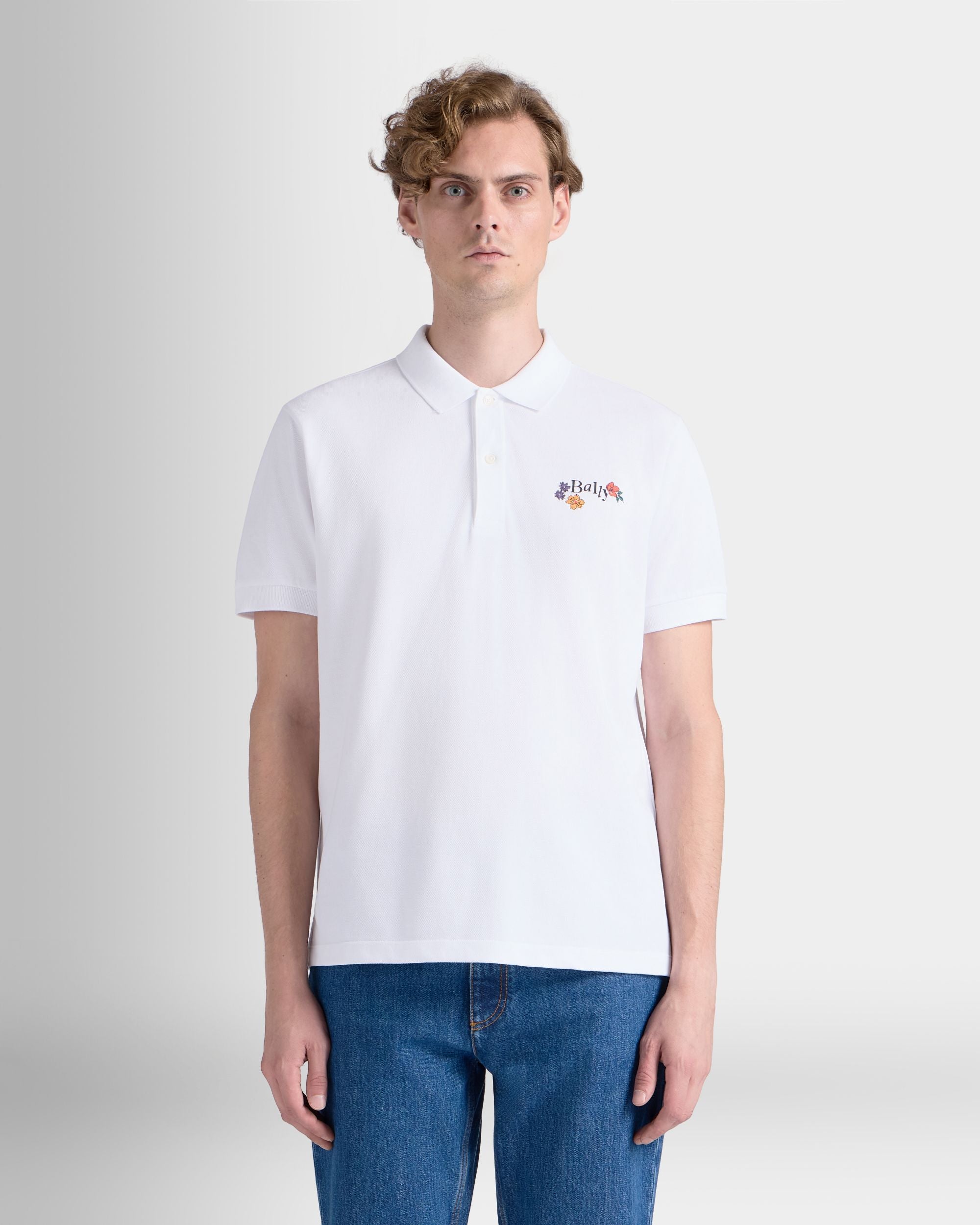 Bally Global - Polo De Algodón Blanco Con Logo Floral - Blanco