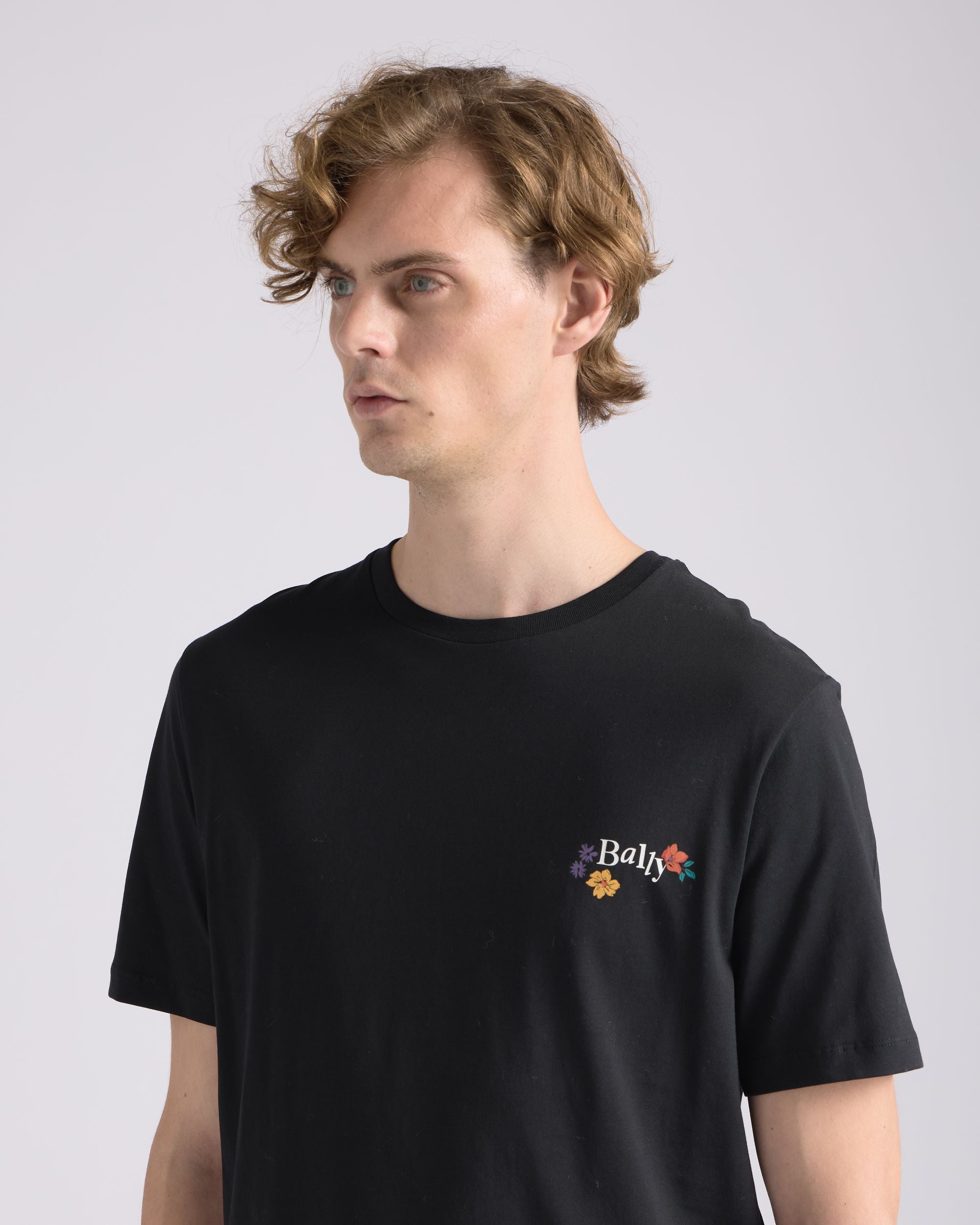 Bally Global - Camiseta De Algodón Negro Con Logo Floral - Negro