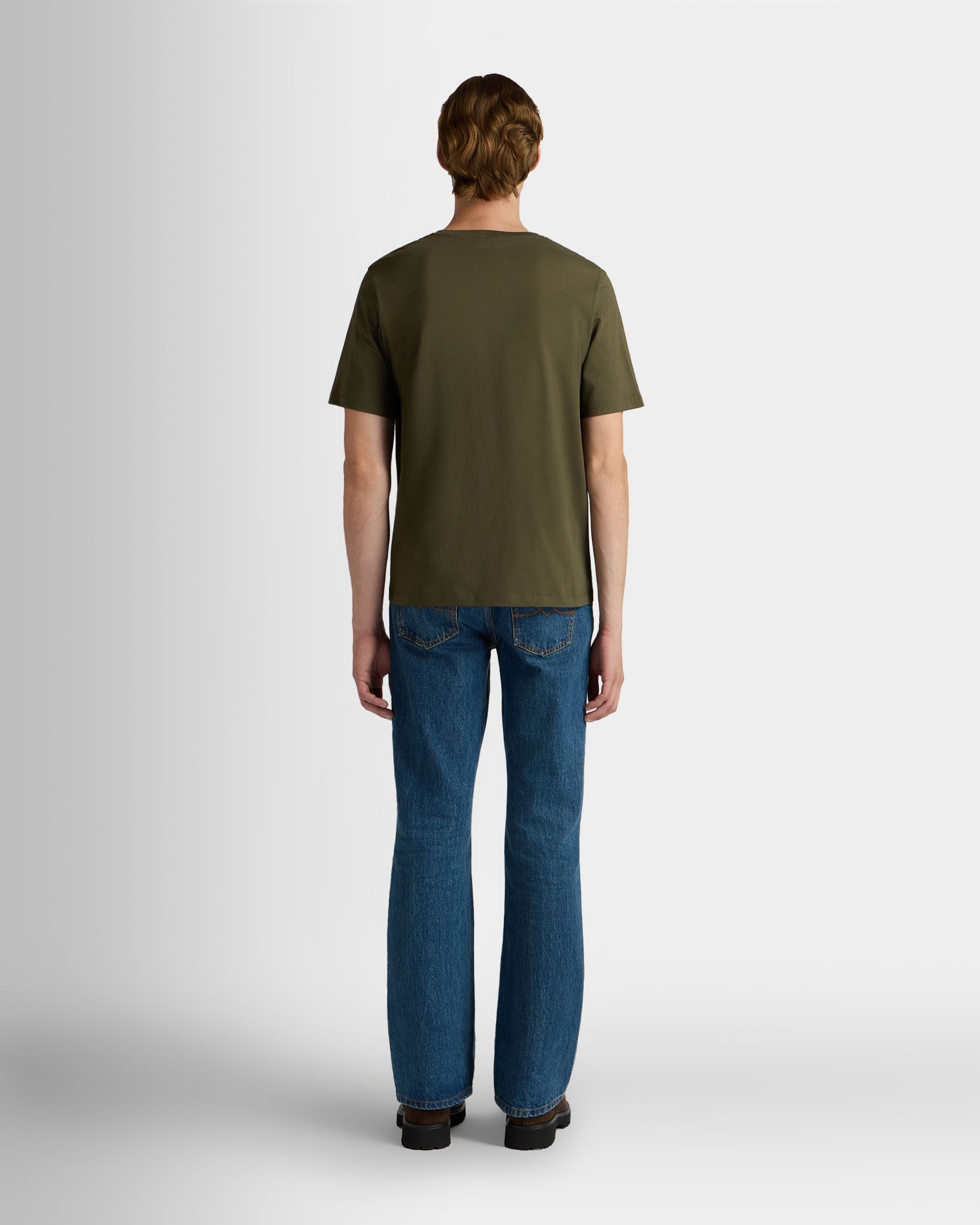 Bally Global - T-Shirt in Military Green Cotton with a Bally Crest - Green