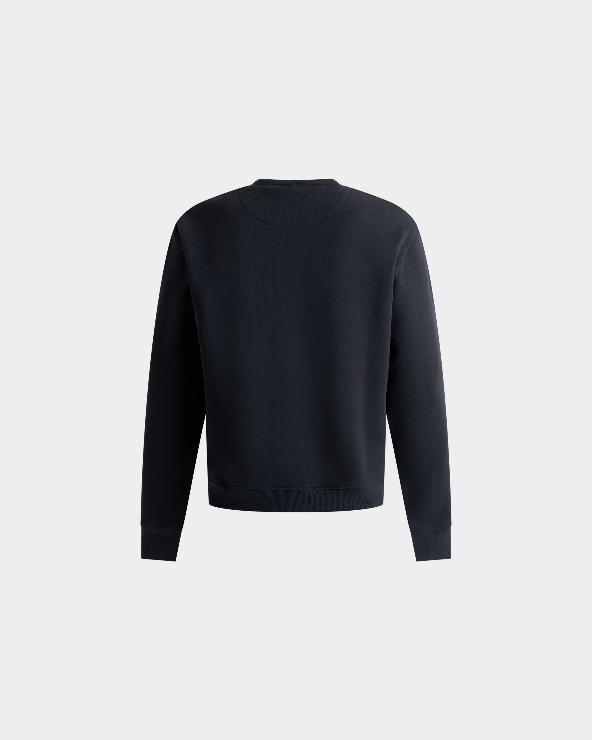 Bally Global - Sudadera De Cuello Redondo De Algodón Navy Blue Con Escudo Bally Crest - Azul