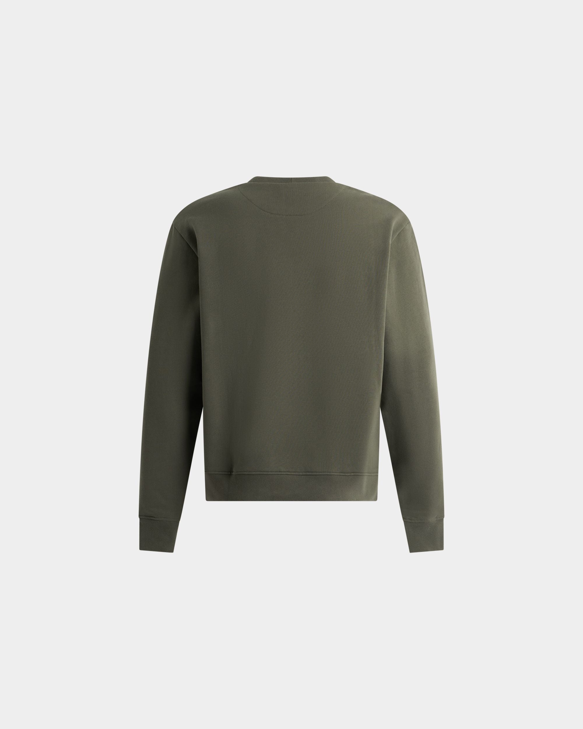 Bally Global - Sudadera De Cuello Redondo De Algodón Military Green Con Escudo Bally Crest - Verde