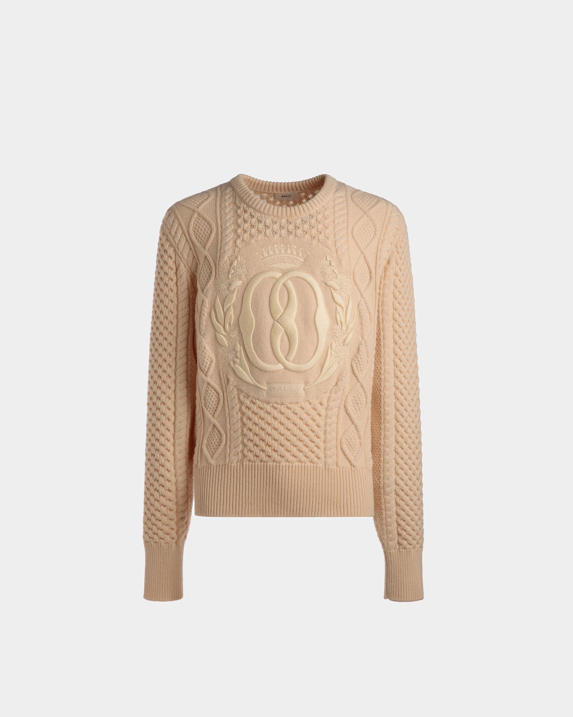 Bally Global - Knitted Crew Neck In Bone Wool - Blanc