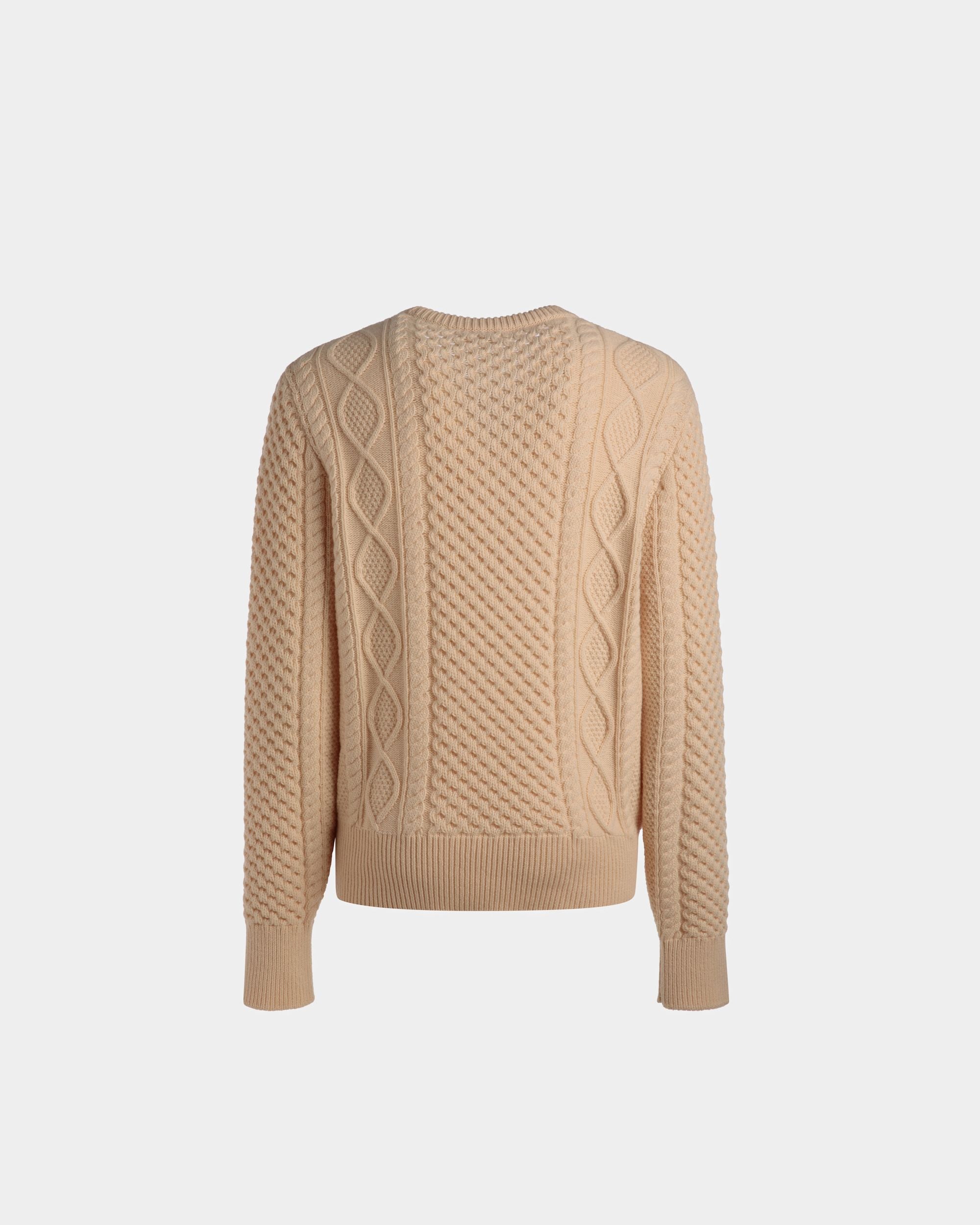 Bally Global - Knitted Crew Neck In Bone Wool - Blanc