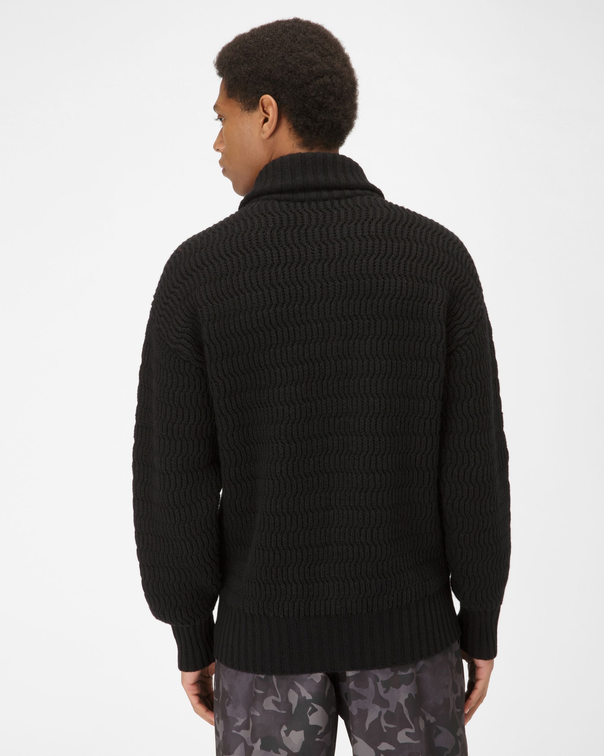Bally Global - Cárdigan Con Cremallera Jersey De Cuello Vuelto De Lana Y Cachemir En Color Negro - Negro