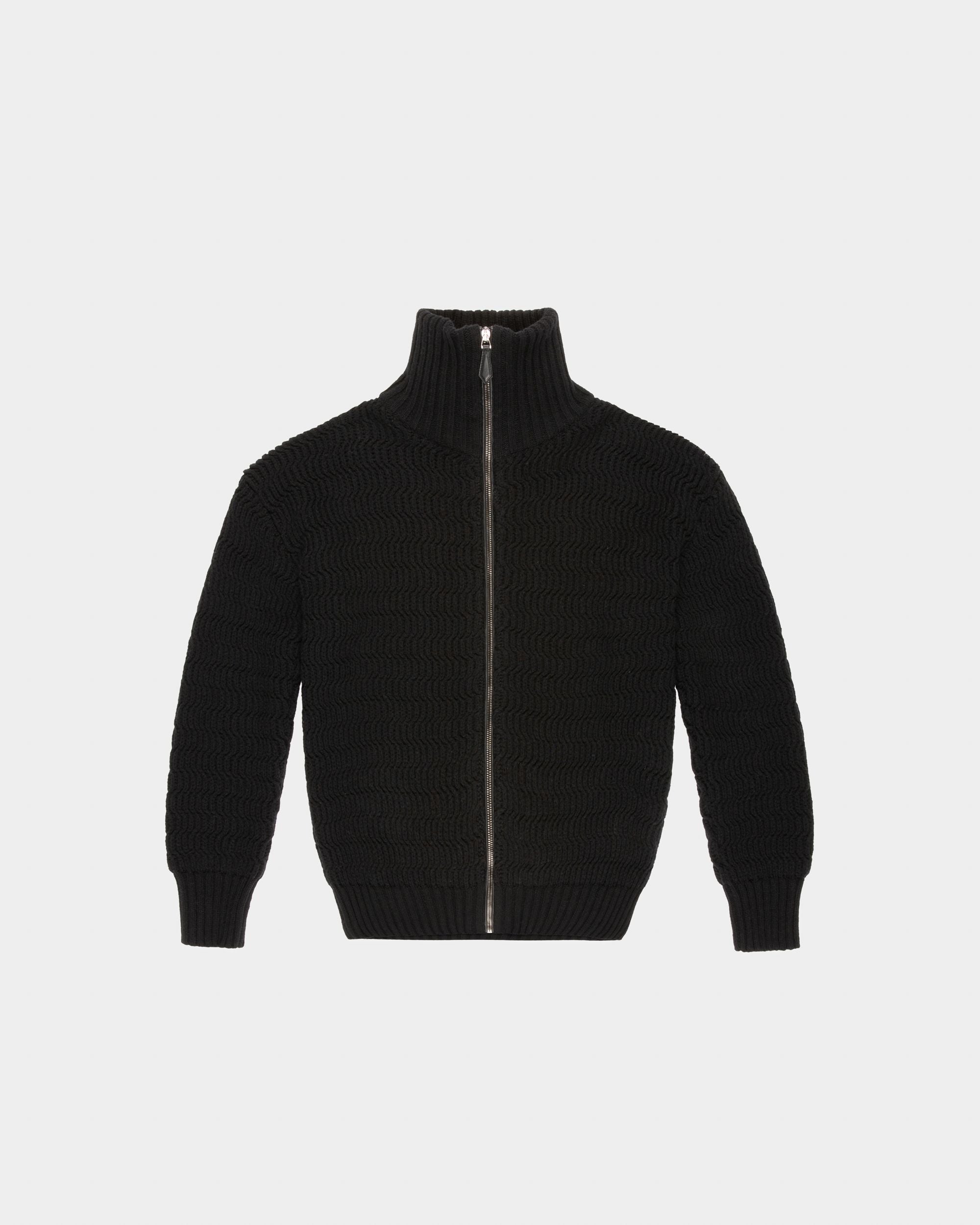 Bally Global - Cárdigan Con Cremallera Jersey De Cuello Vuelto De Lana Y Cachemir En Color Negro - Negro