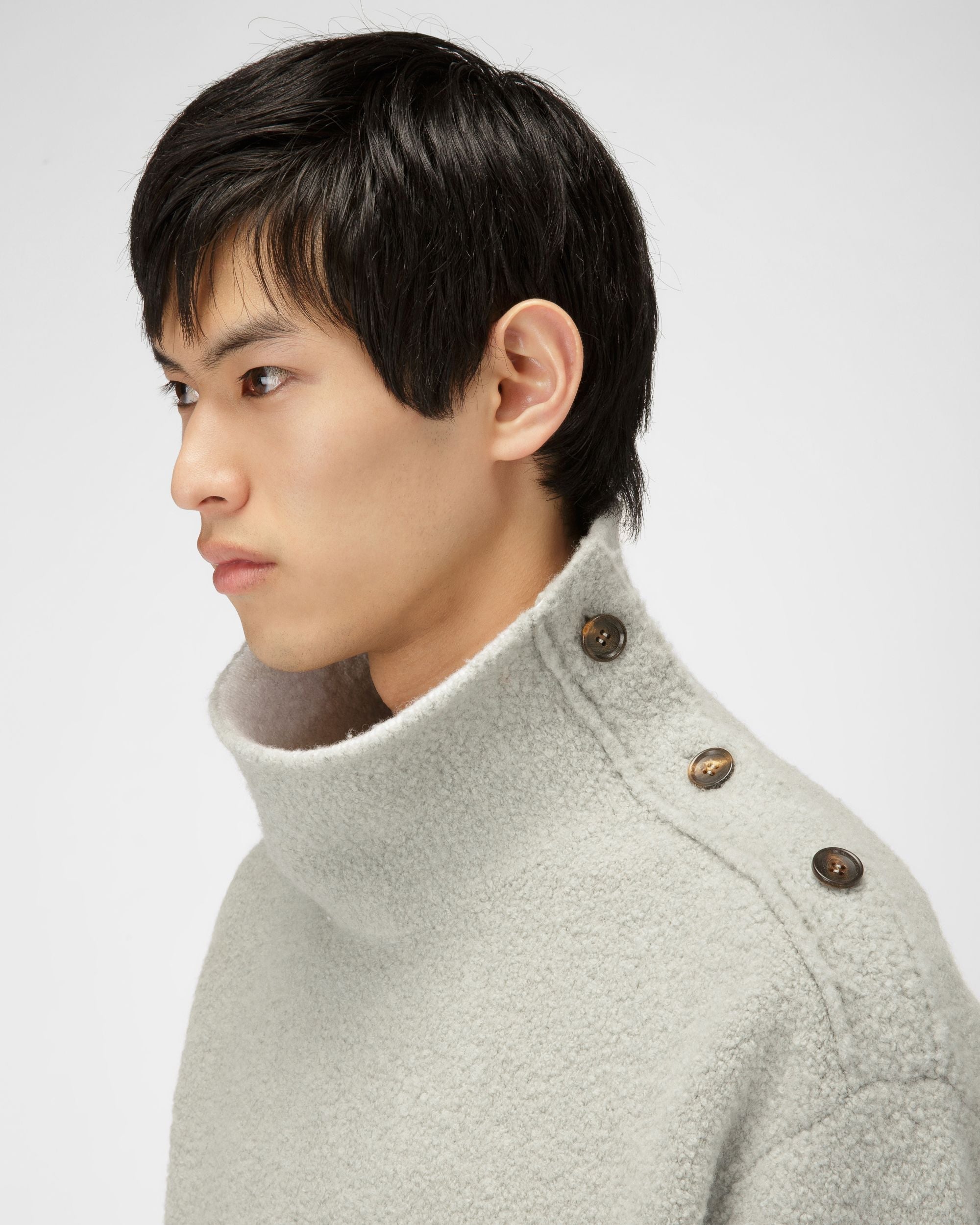 Bally Global - Wool Blend Roll Neck In Light Blue - Azul
