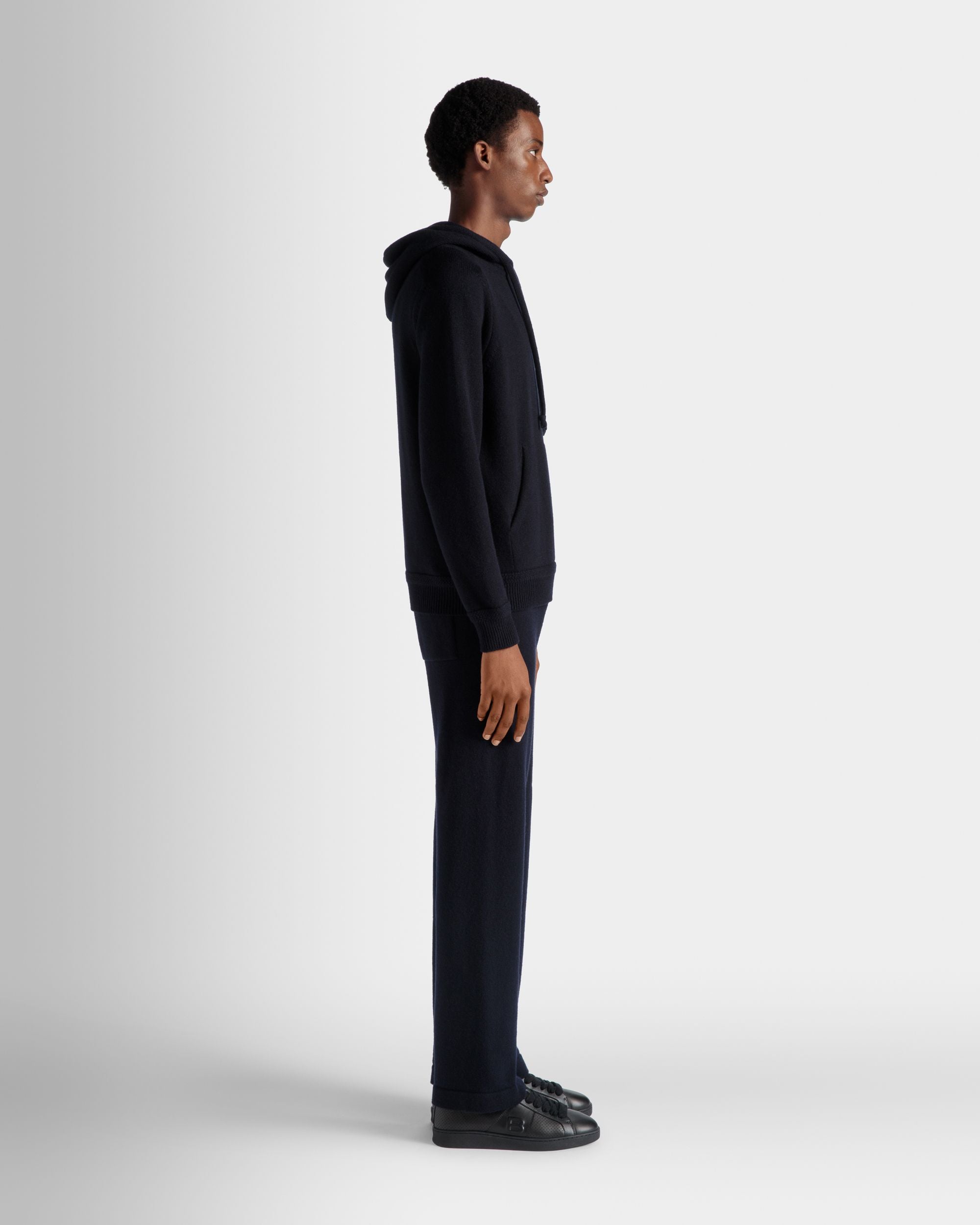 Bally Global - Sudadera Con Capucha Adrien Brody Travel Collection De Mezcla De Lana Navy Blue - Azul