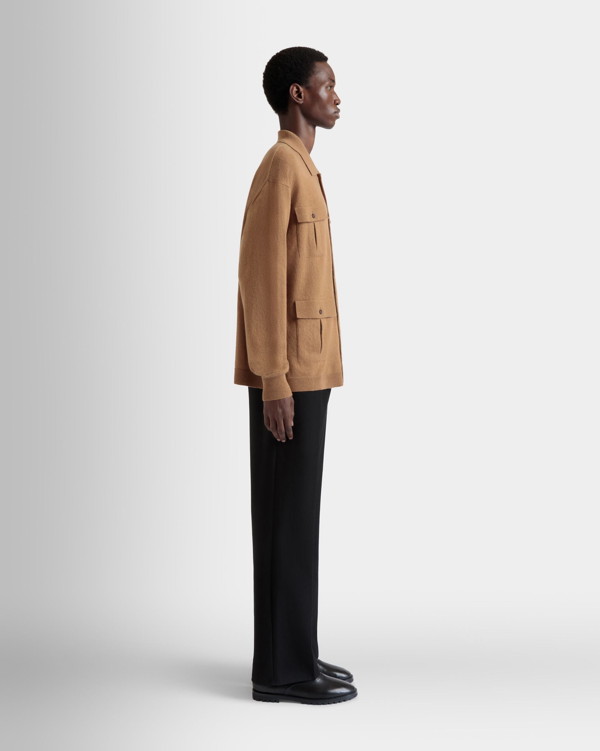 Bally Global - Camisa De Manga Larga De Cachemira Marrón Con Logo - Marrón
