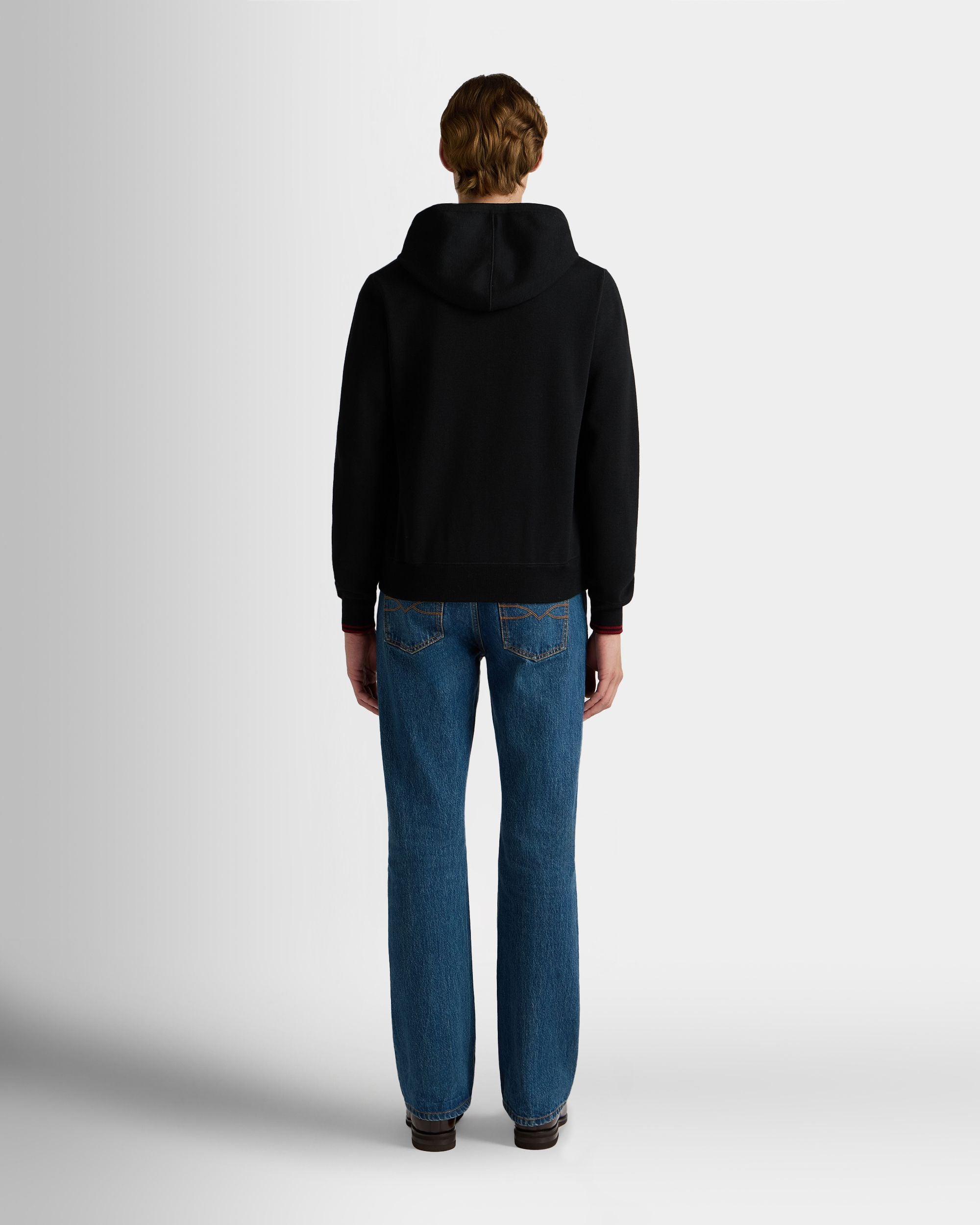 Bally Global - Hoodie in Black Wool - Black