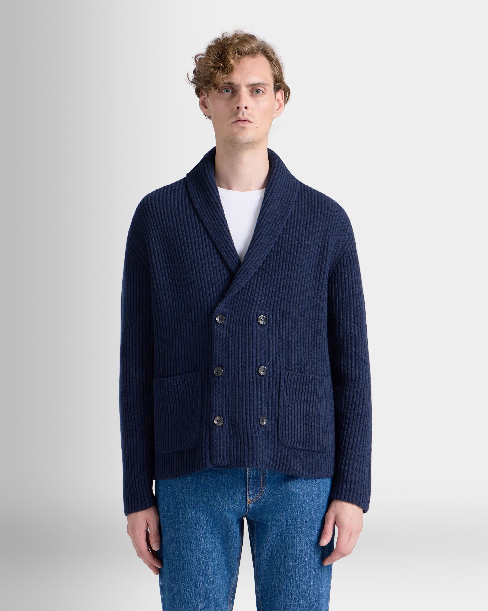 Bally Global - Cárdigan De Lana Navy Blue - Azul