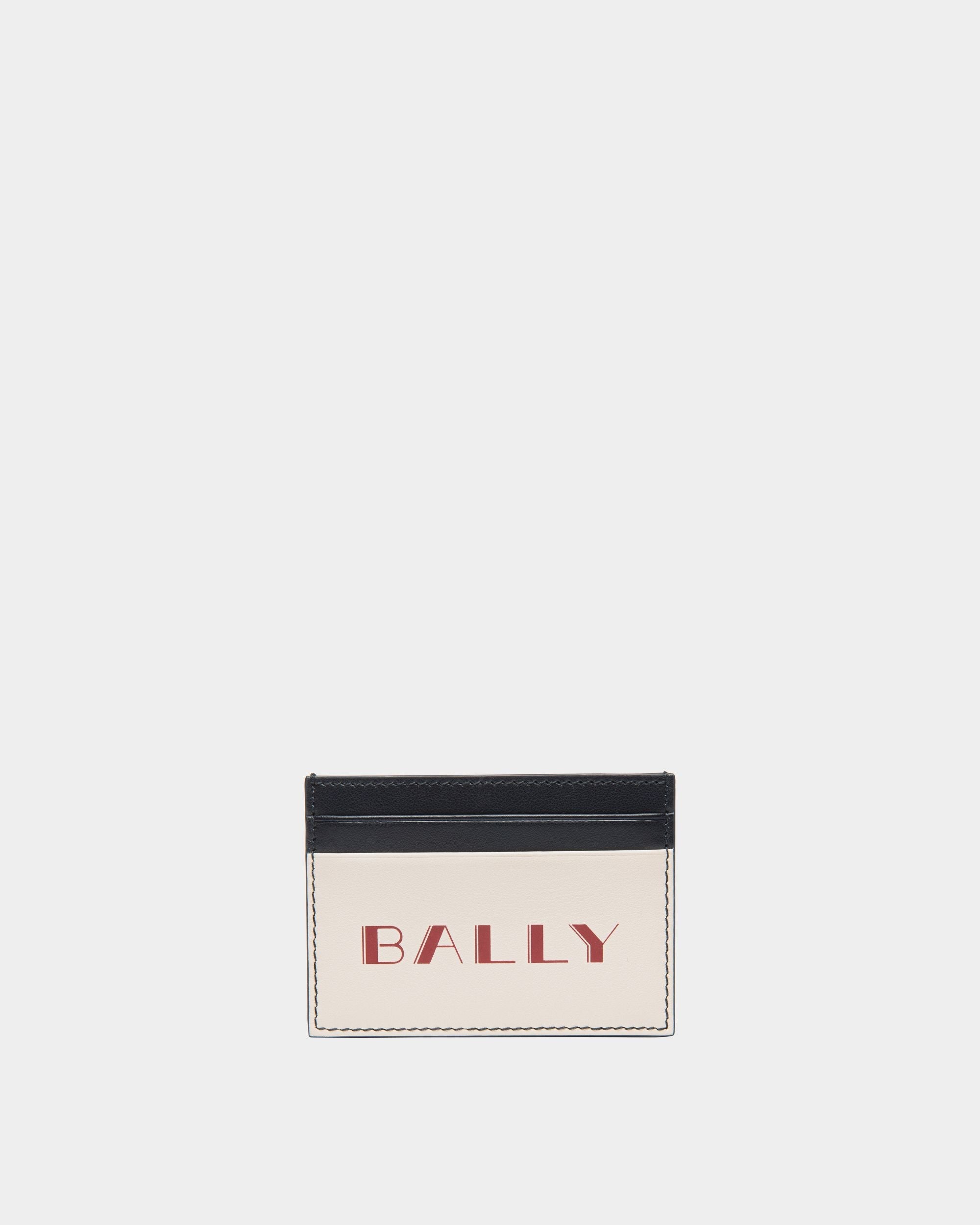 Bally Global - Summer Capsule Credit Card Case In White And Navy Blue Leather - White