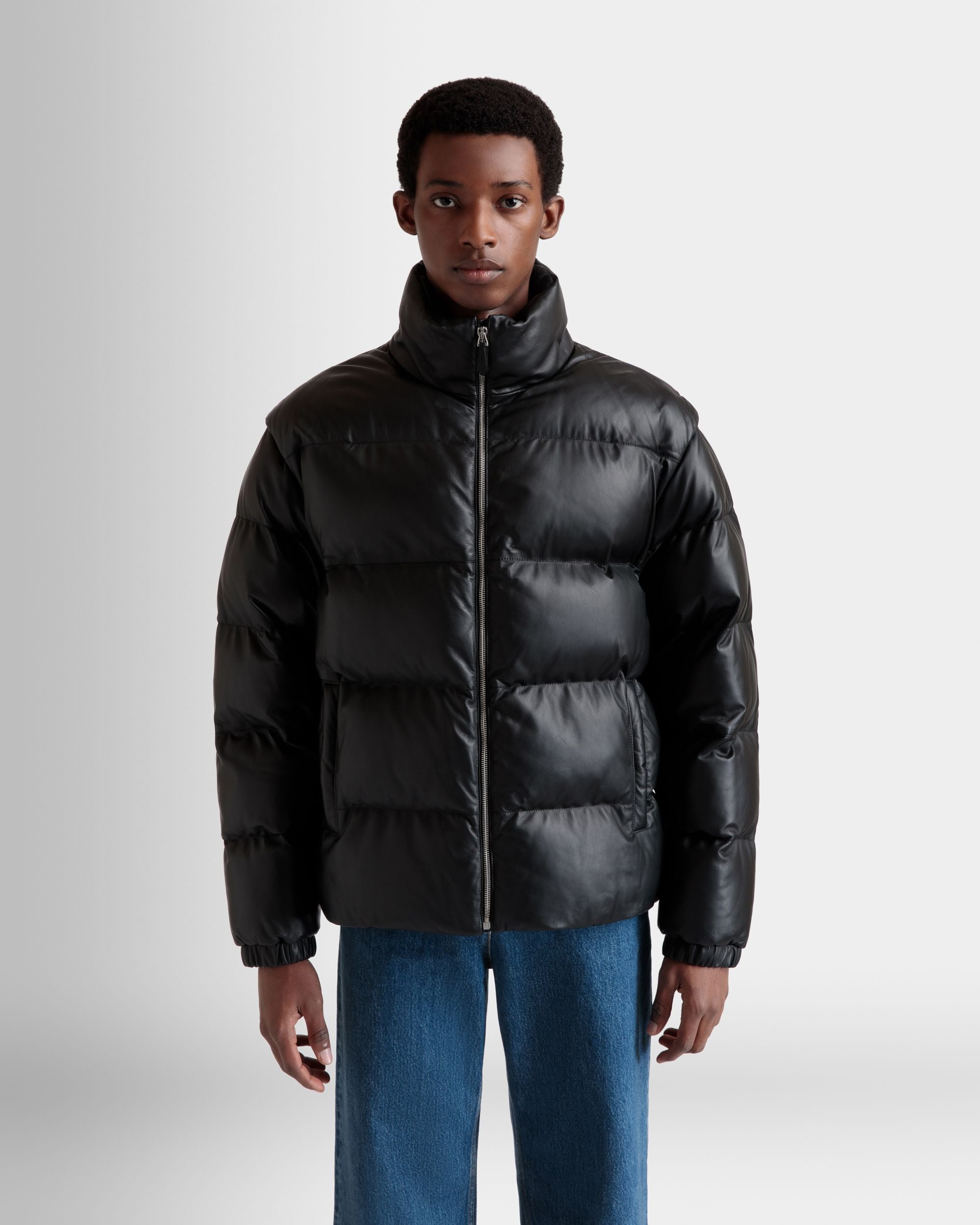 Bally Global - Plumífero 2 En 1 De Piel Negra - Negro
