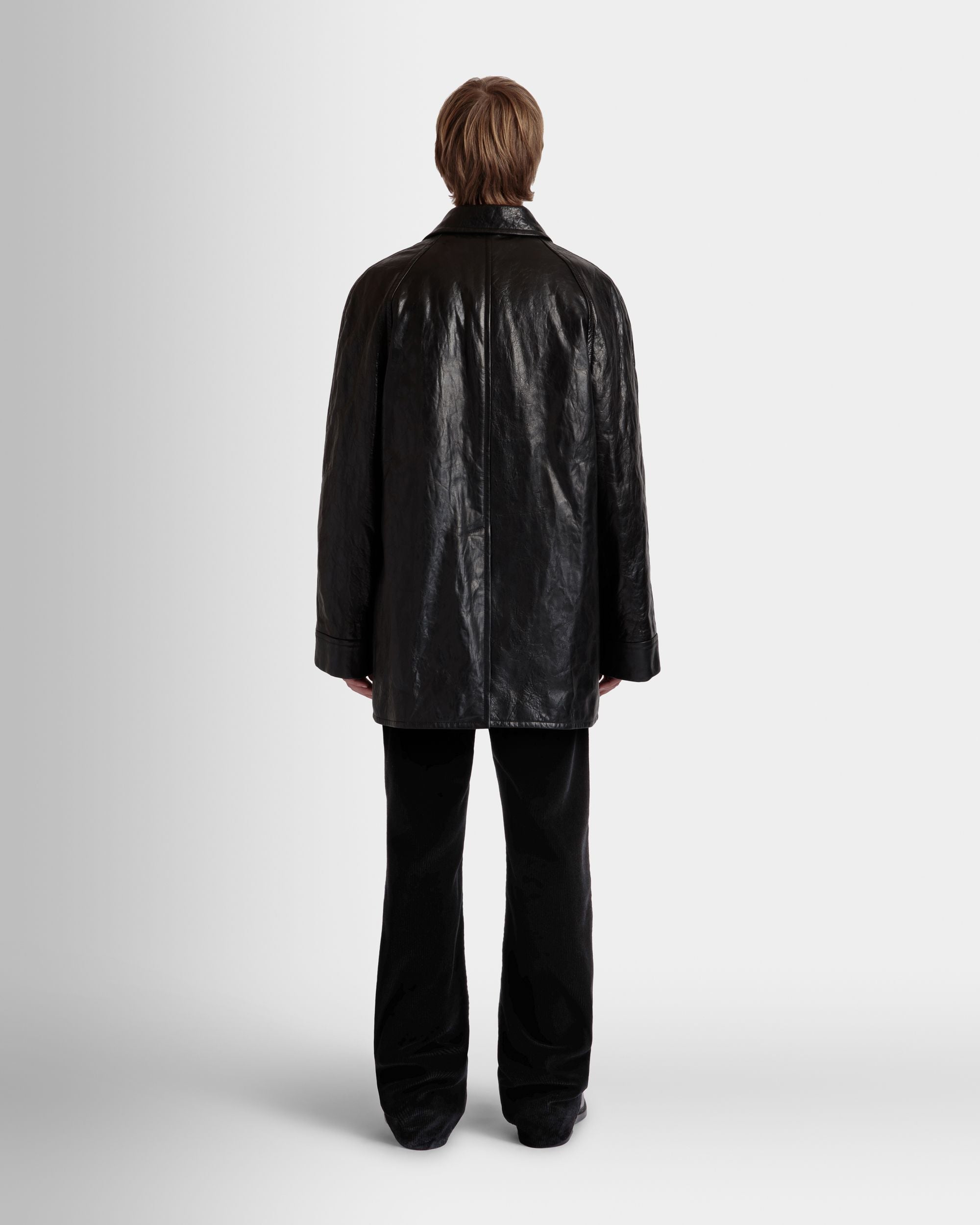 Bally Global - Double-breasted Coat In Black Leather - Black