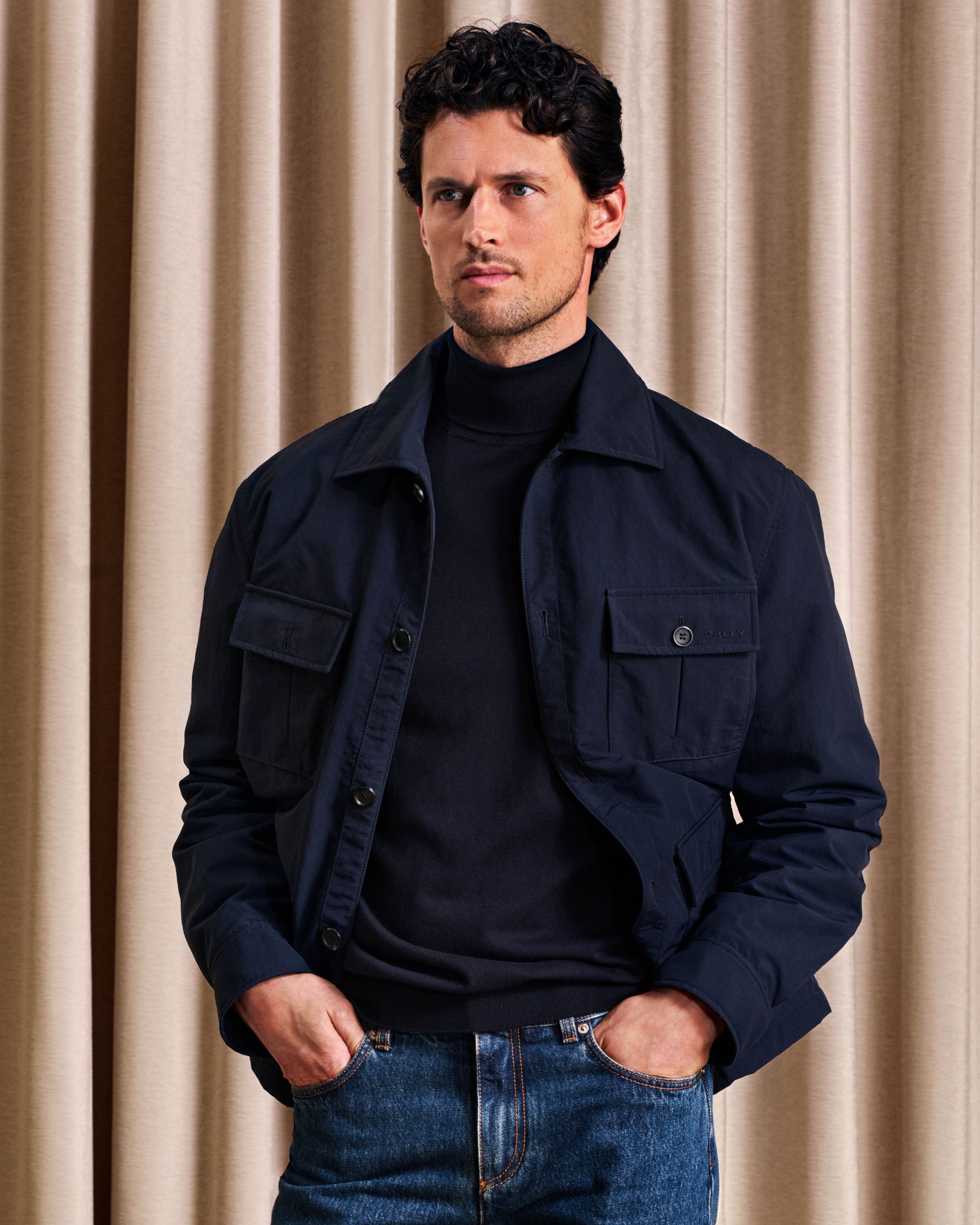 Bally Global - Chaqueta Sahariana De Ante Navy Blue - Azul