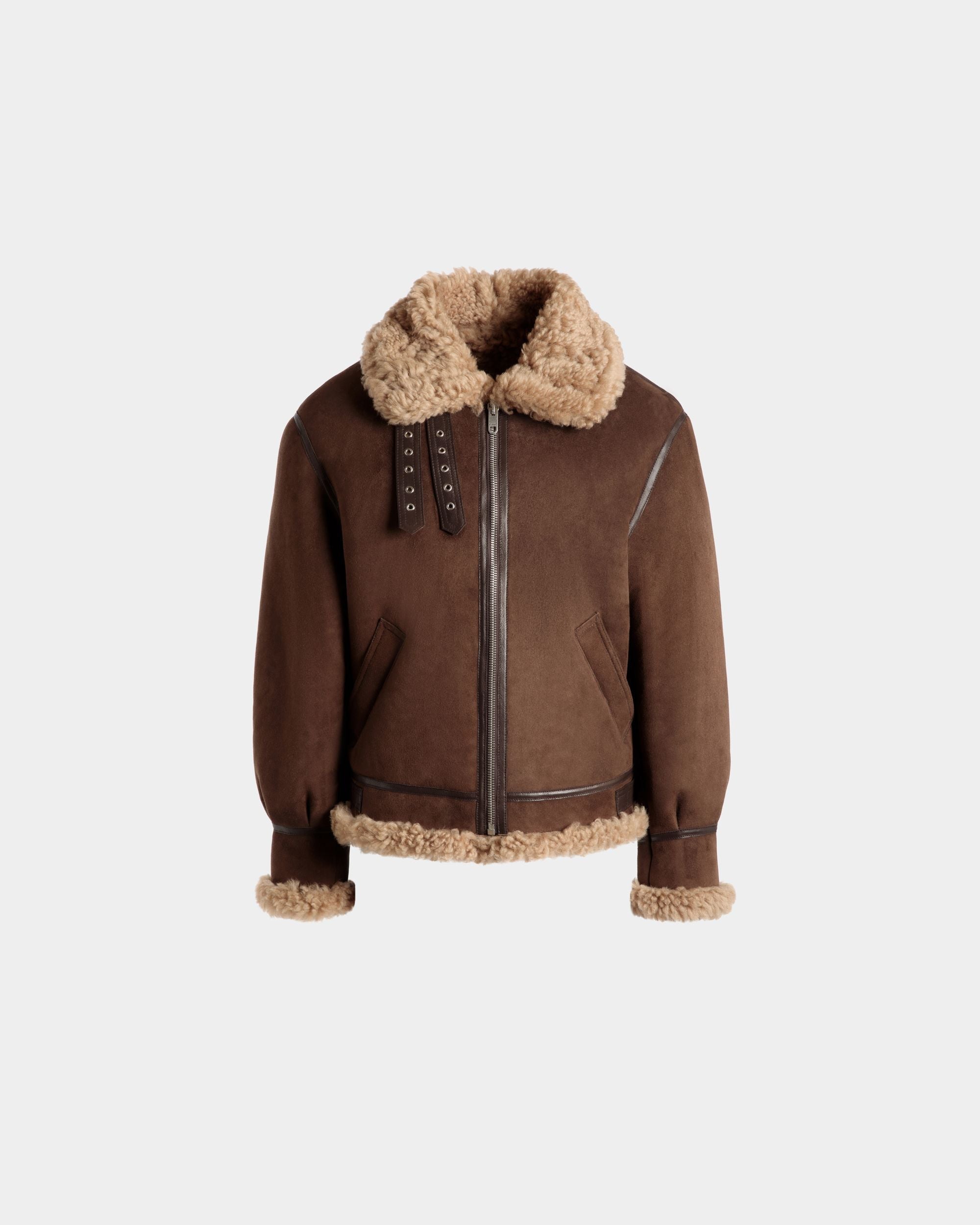 Bally Global - Aviator Jacket In Brown And Beige Shearling - Brown