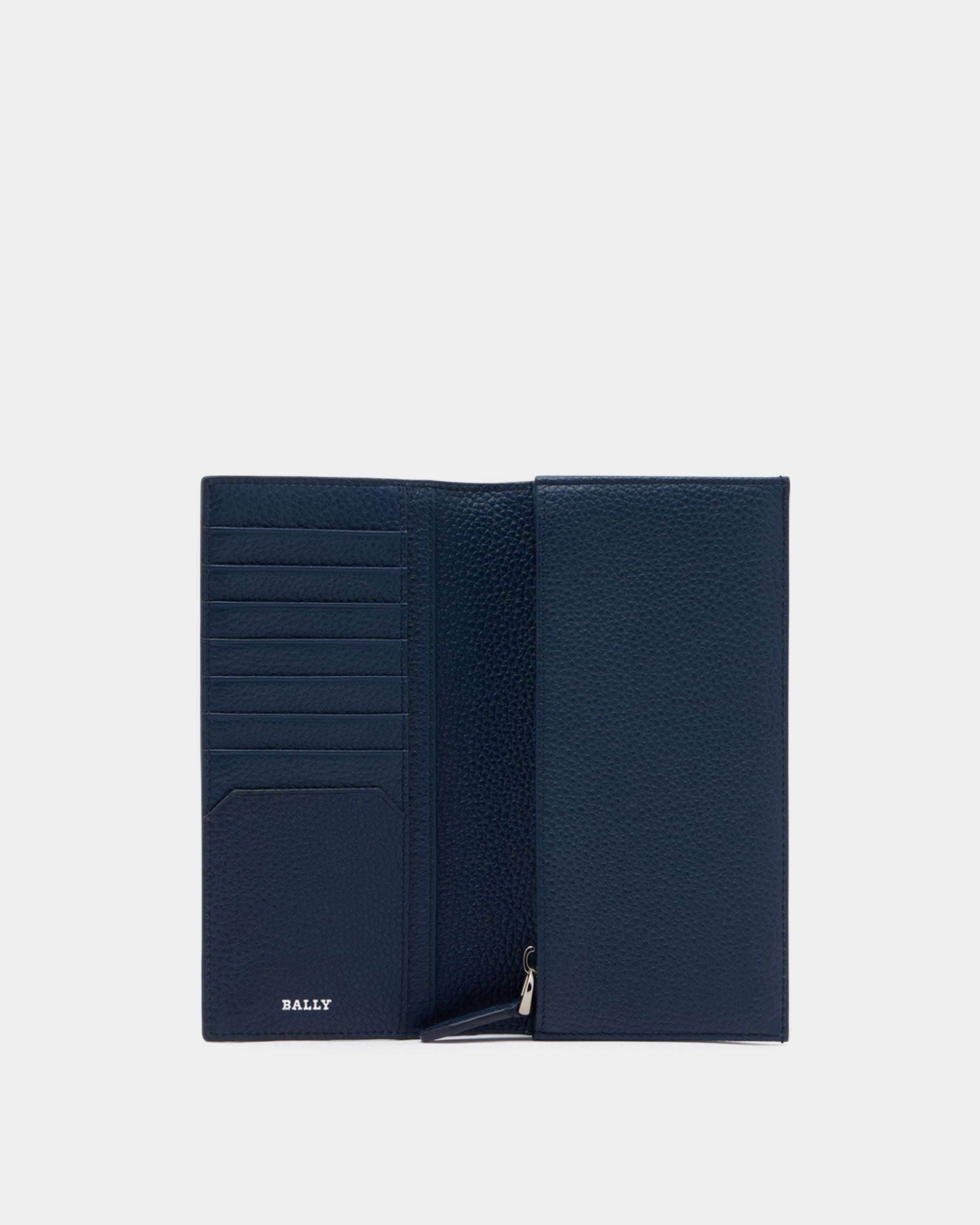 Bally Global - York Continental Wallet in Navy Blue Embossed Leather - Blue