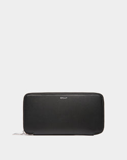 Busy Bally Zip Around Wallet in Black Leather