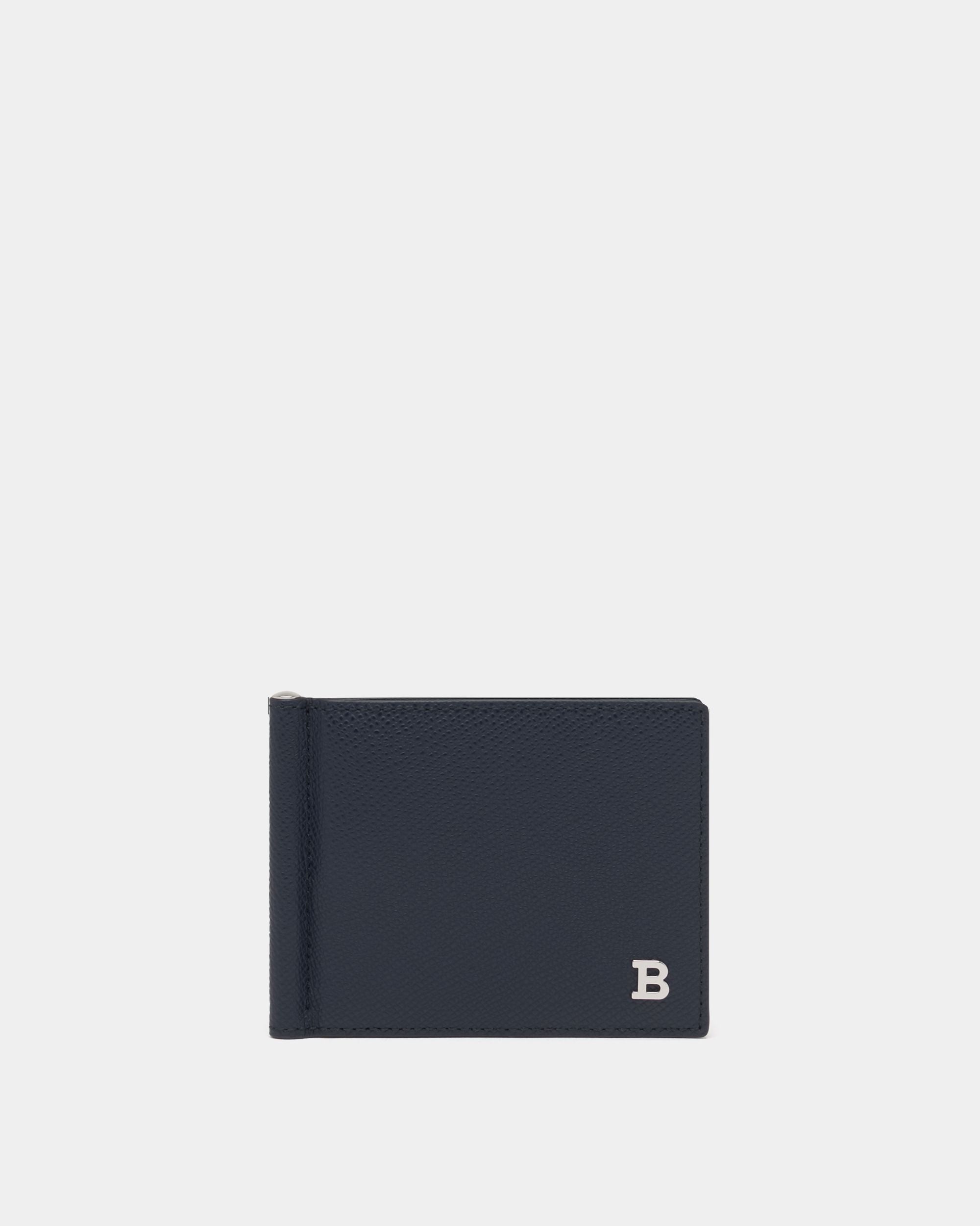 Bally Global - Bifold Wallet in Navy Blue Embossed Leather - Blue