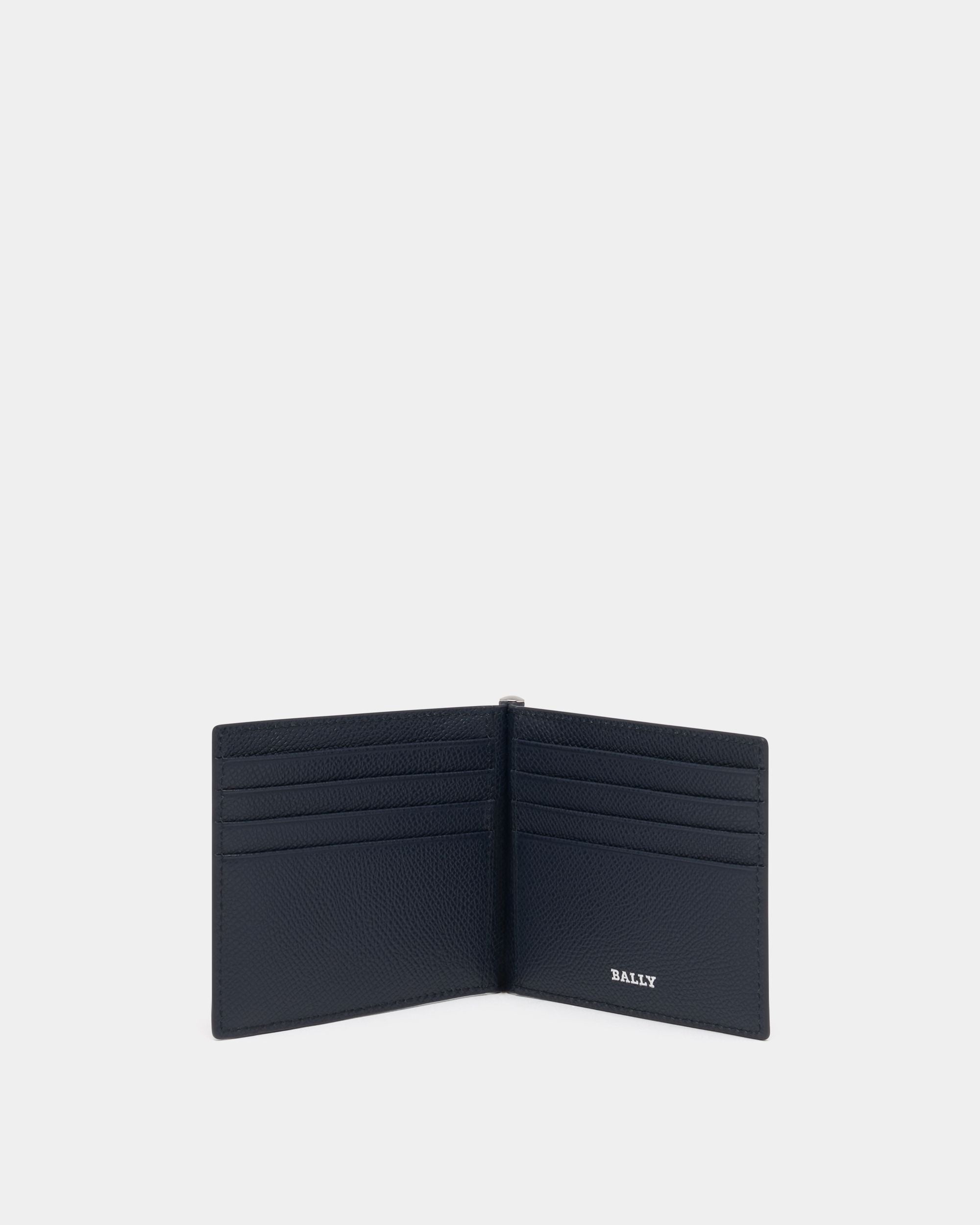 Bally Global - Bifold Wallet in Navy Blue Embossed Leather - Blue