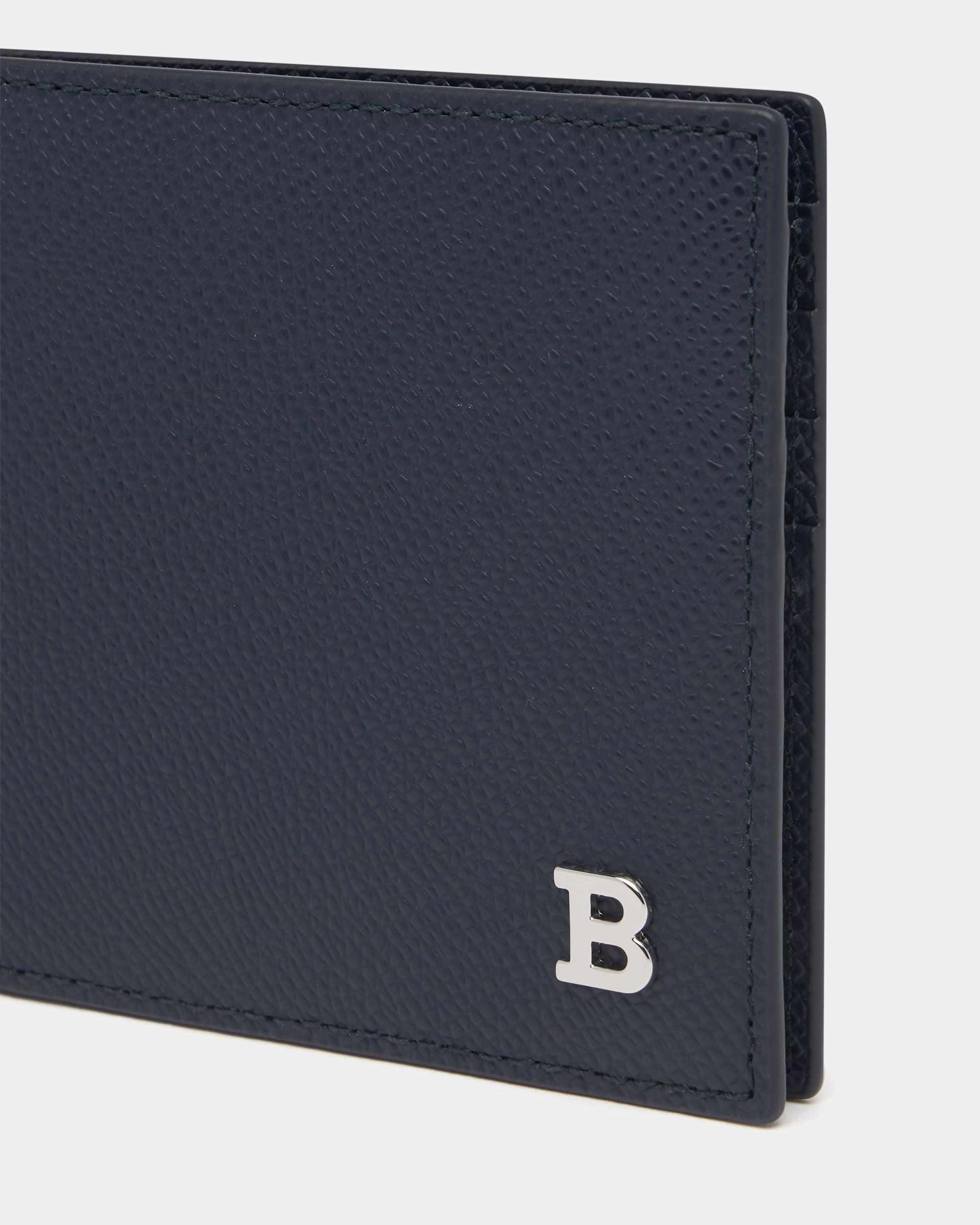 Bally Global - Bifold Wallet in Navy Blue Embossed Leather - Blue