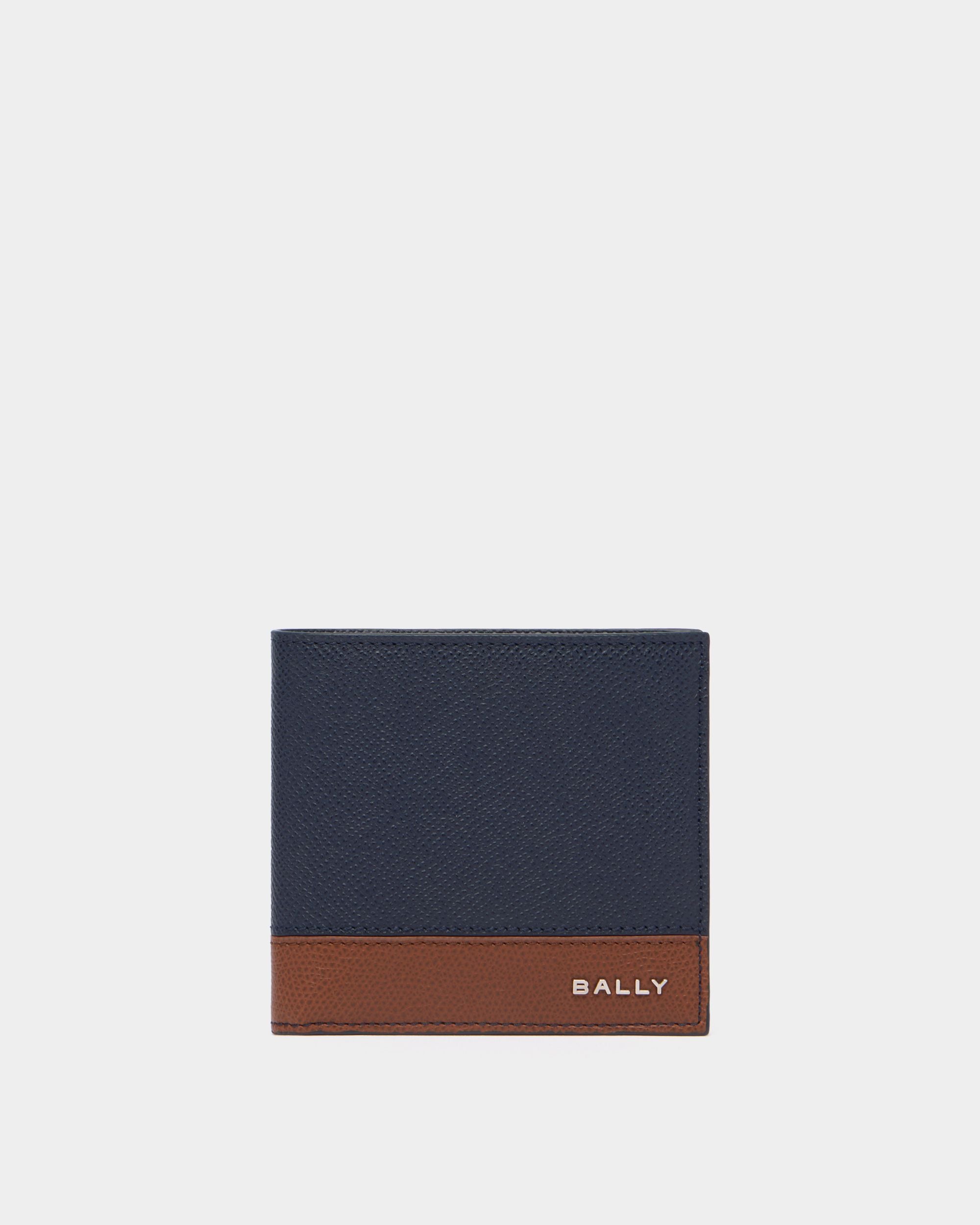 Men's Blue Bally Essential Wallet in Navy Blue Grained Leather